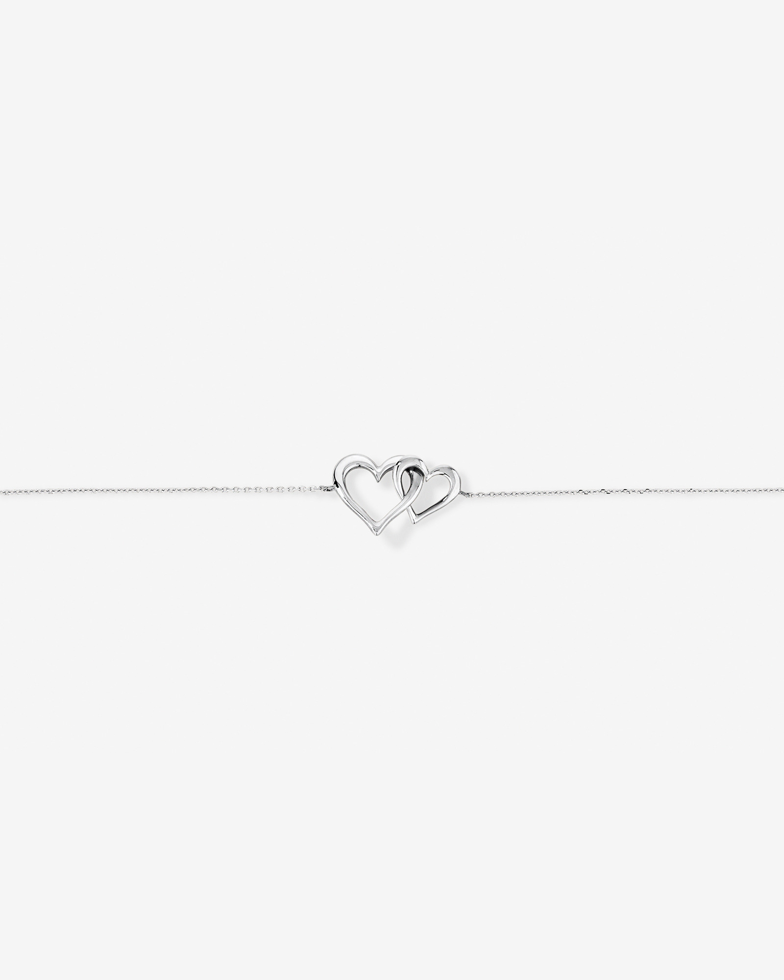 Bracelet Double Coeur Ouvert en Argent Sterling