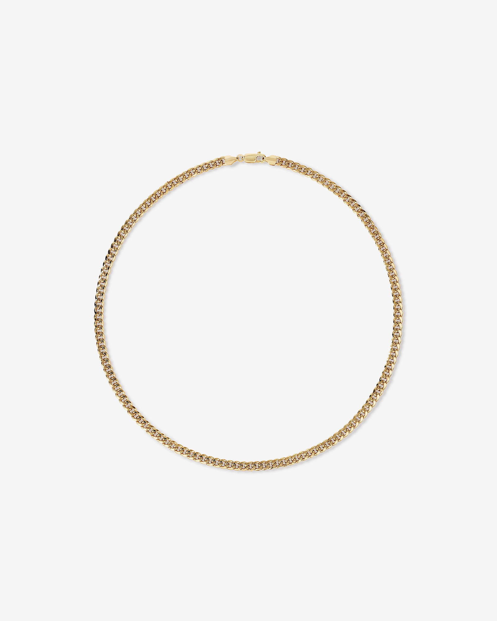 45cm (18”) 4.5mm Width Semi Solid Miami Curb Chain in 10kt Yellow Gold