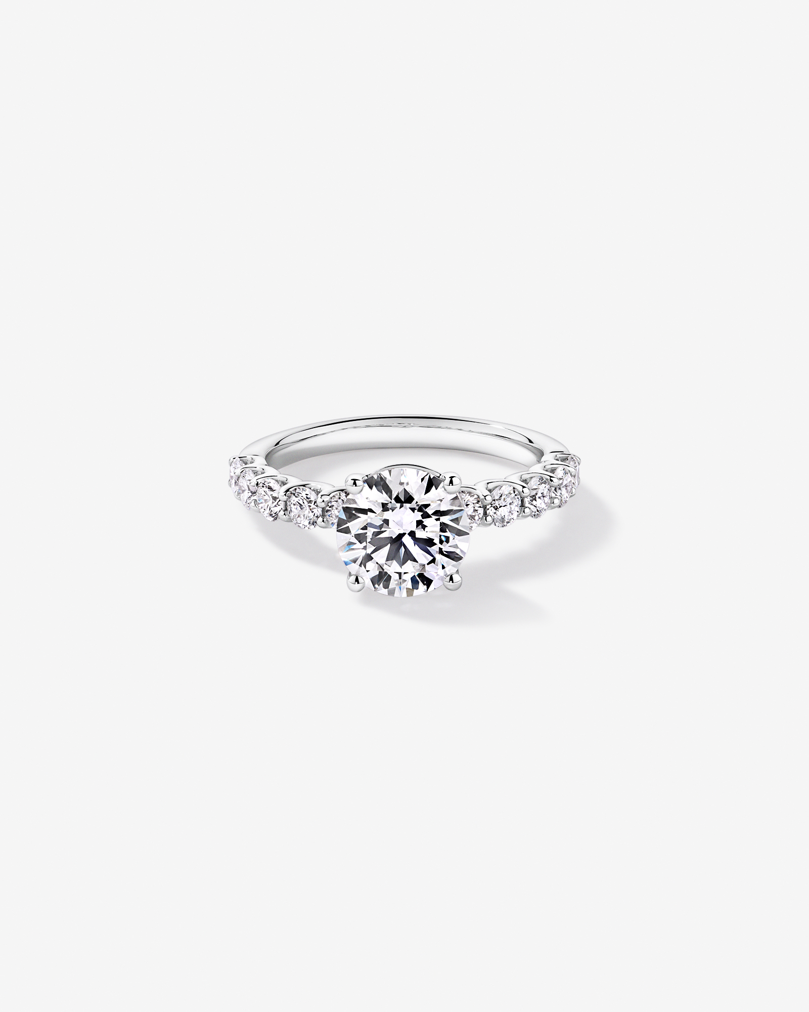 Bague de fiançailles en or blanc 14 carats sertie d'un diamant rond brillant 2,75 carats, cultivé laboratoire