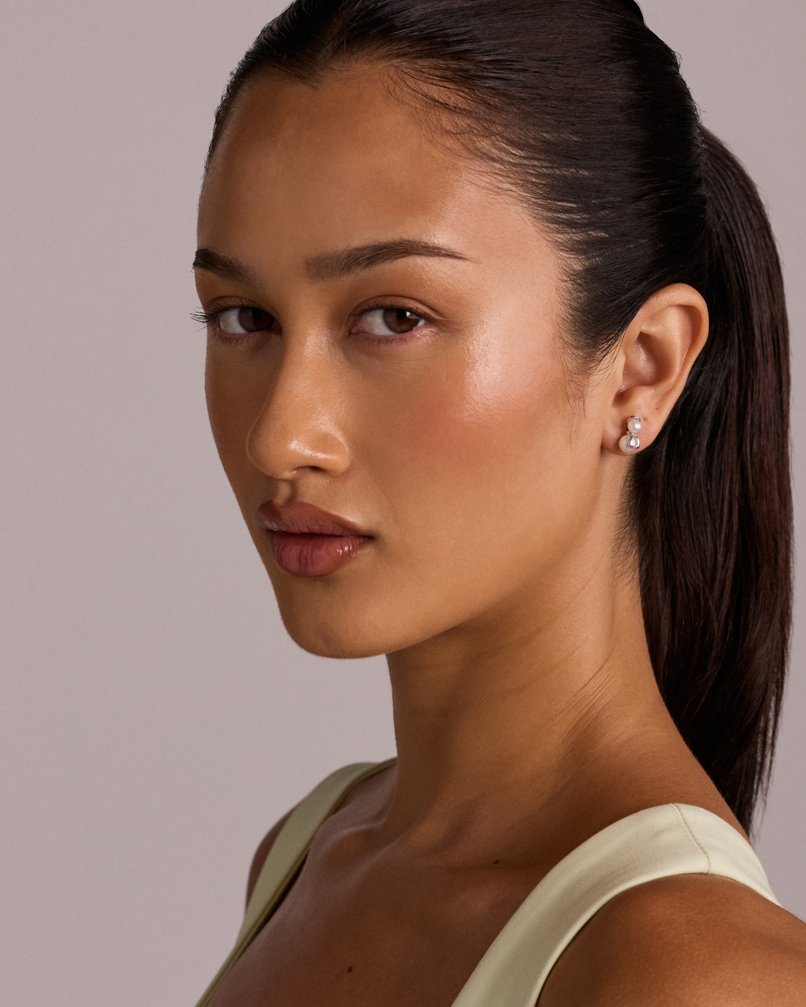 Snowman Stud Earrings with Cultured Freshwater Pearls in Sterling Silver