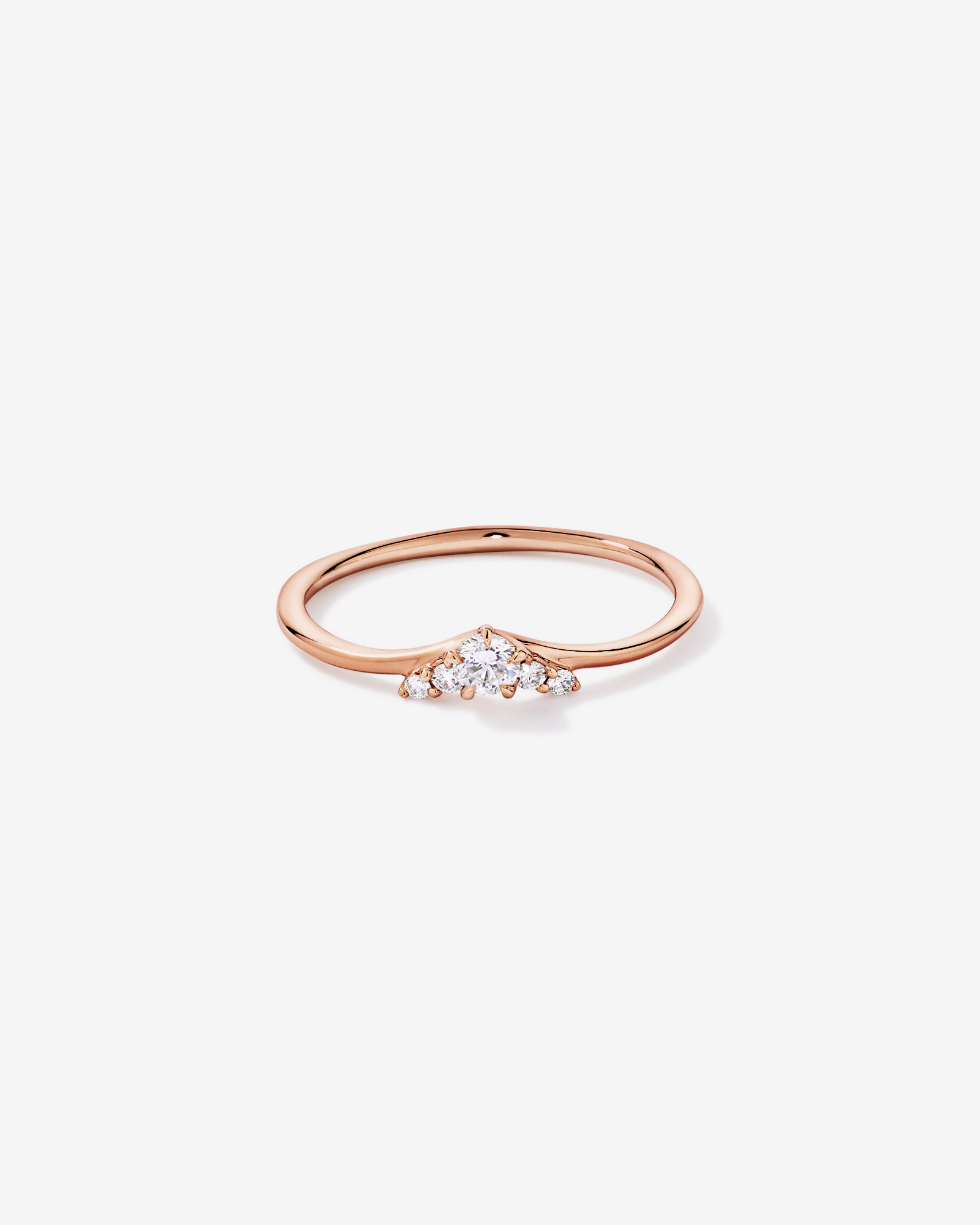 0.15TW Round Brilliant Laboratory-Grown Diamond Chevron Promise Ring 10kt Rose Gold