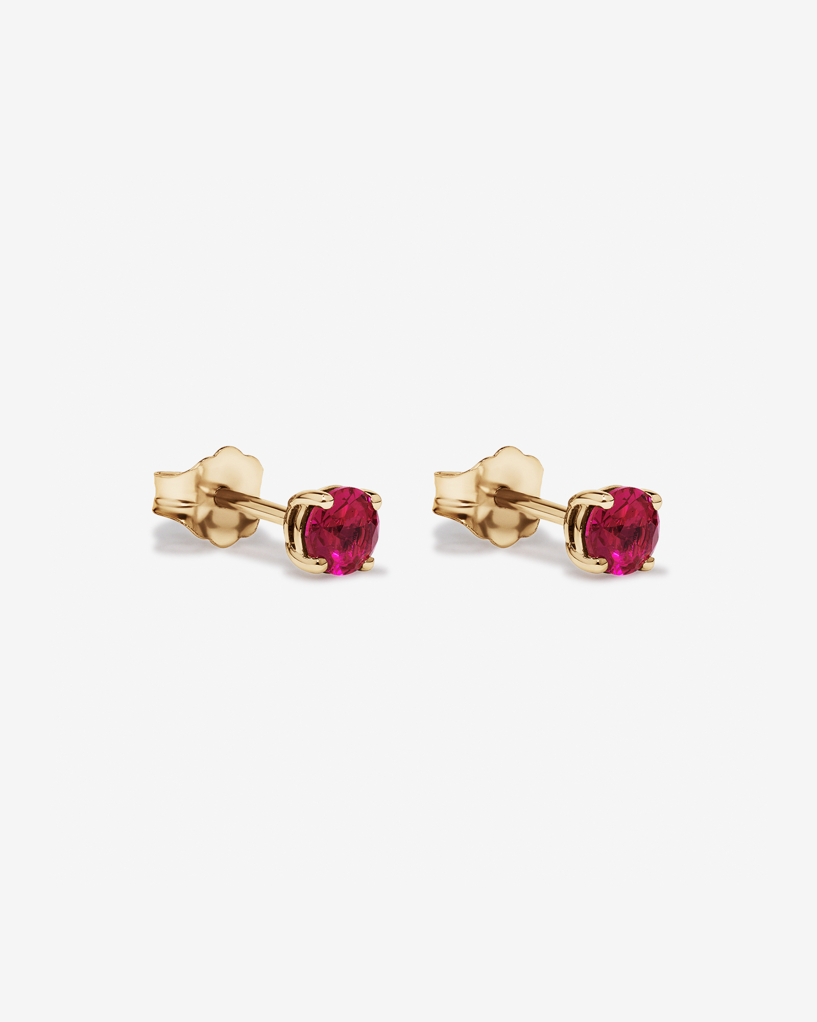 Stud Earrings with Red Created Ruby in 10kt Yellow Gold
