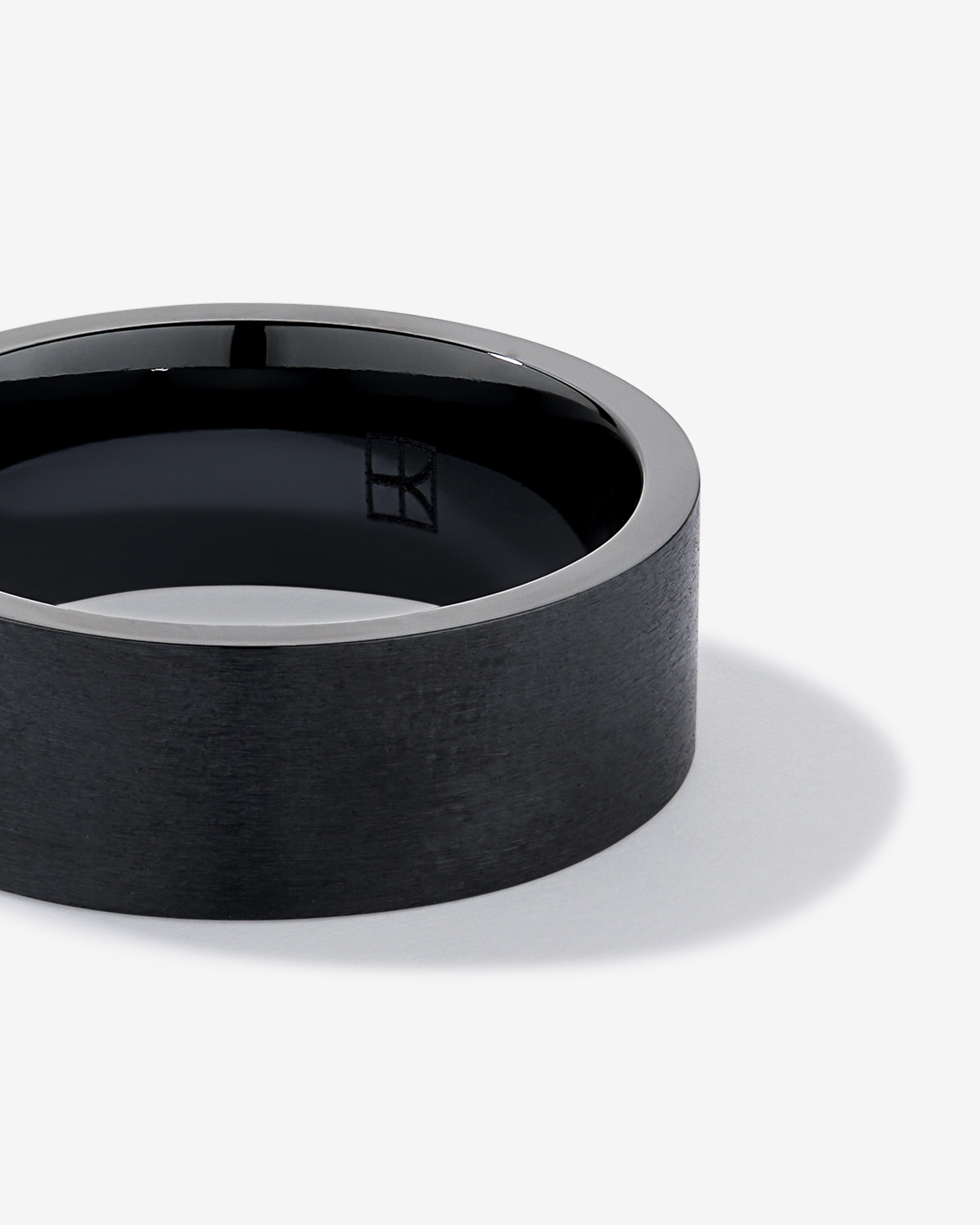 8mm Brushed Flat Wedding Band in Black Titanium