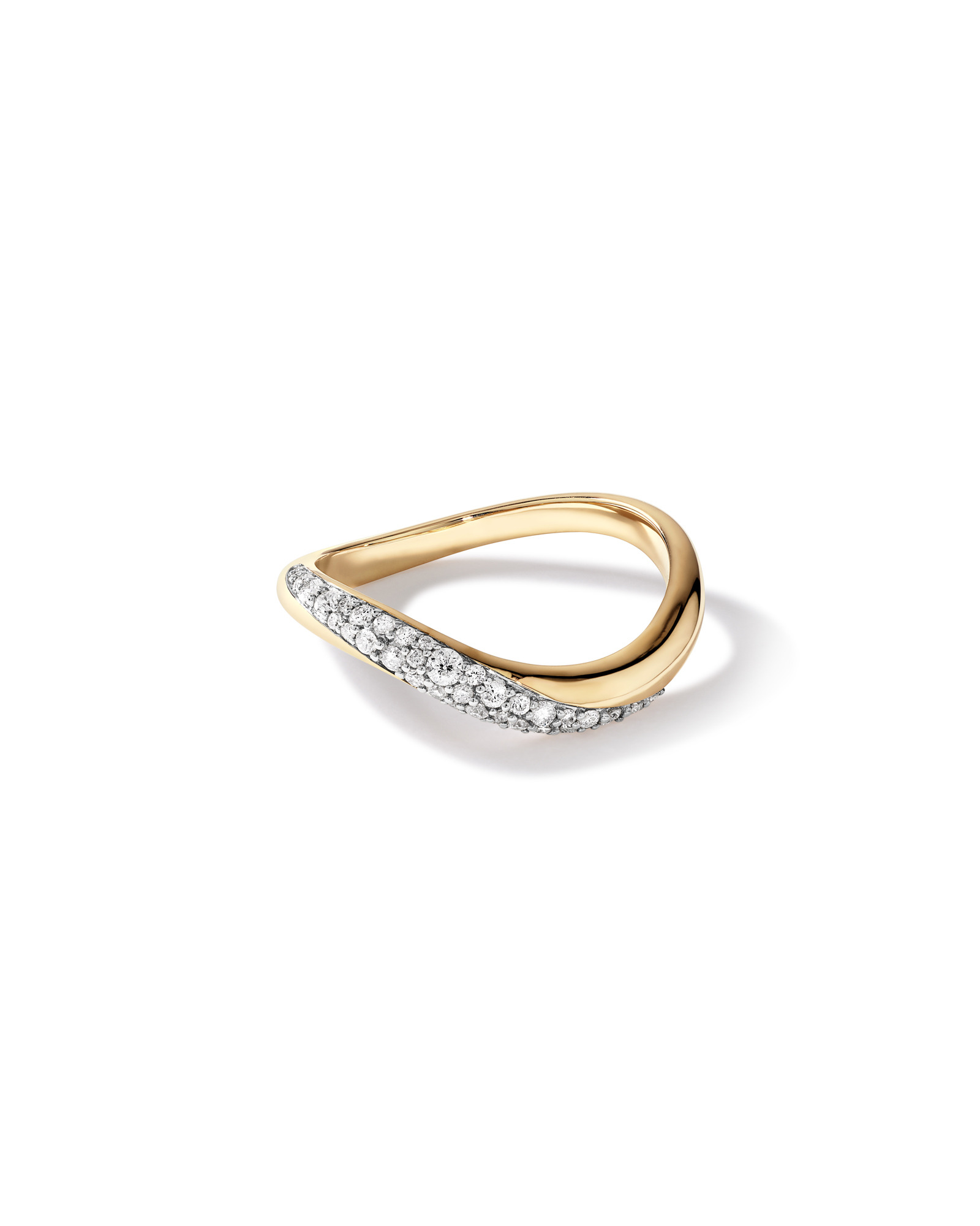 Carat TW Diamond Stardust Wave Ring 10kt Yellow Gold