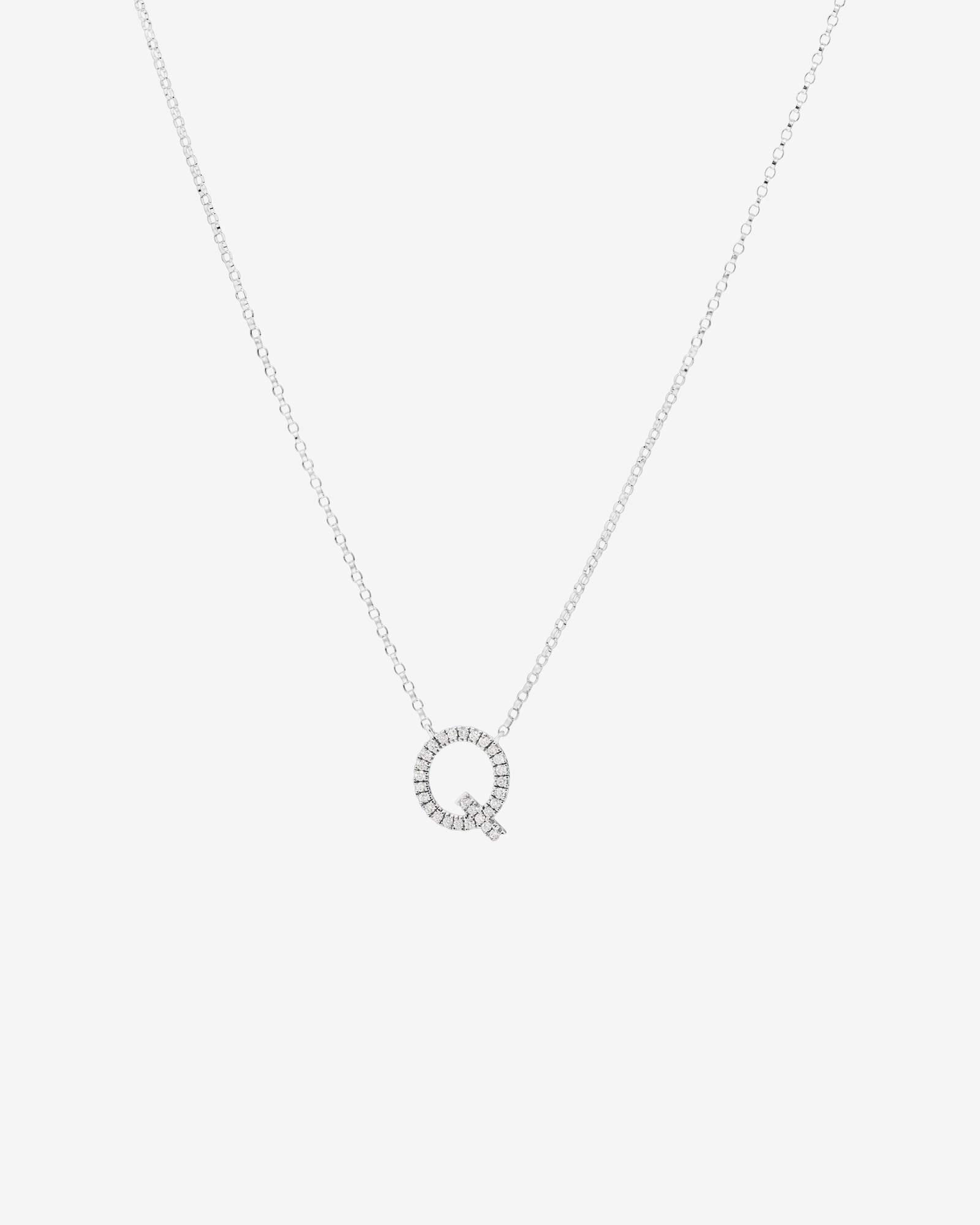 Q Initial Necklace with 0.10 Carat TW of Diamonds in 10kt White Gold