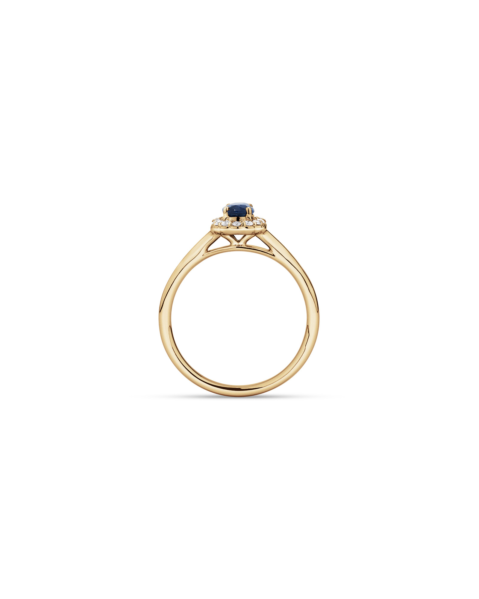 Bague halo en diamant TW saphir australien et 0,10 carat or jaune 10 carats