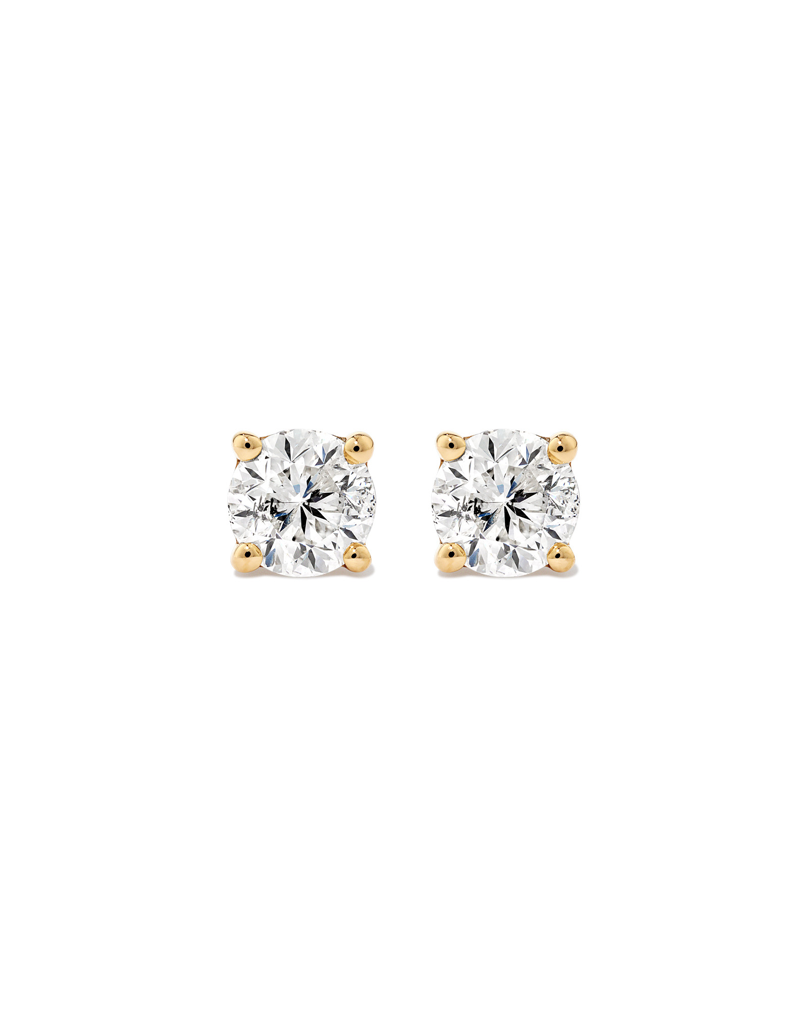 0,75 Carat TW Boucles d'oreilles puces solitaires en or jaune 18kt