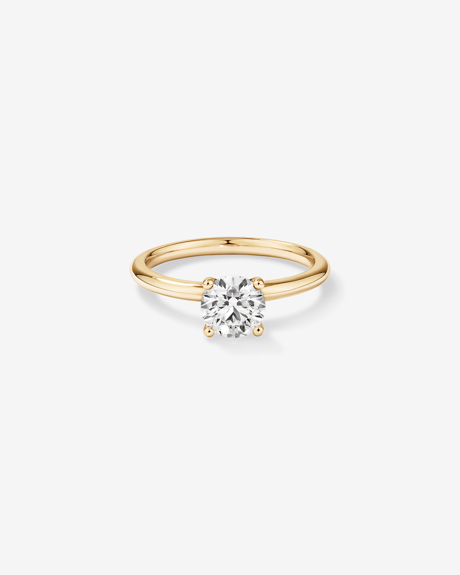 Bague de fiançailles solitaire ronde en diamant brillant de laboratoire TW de 1 carat en or jaune 14 carats
