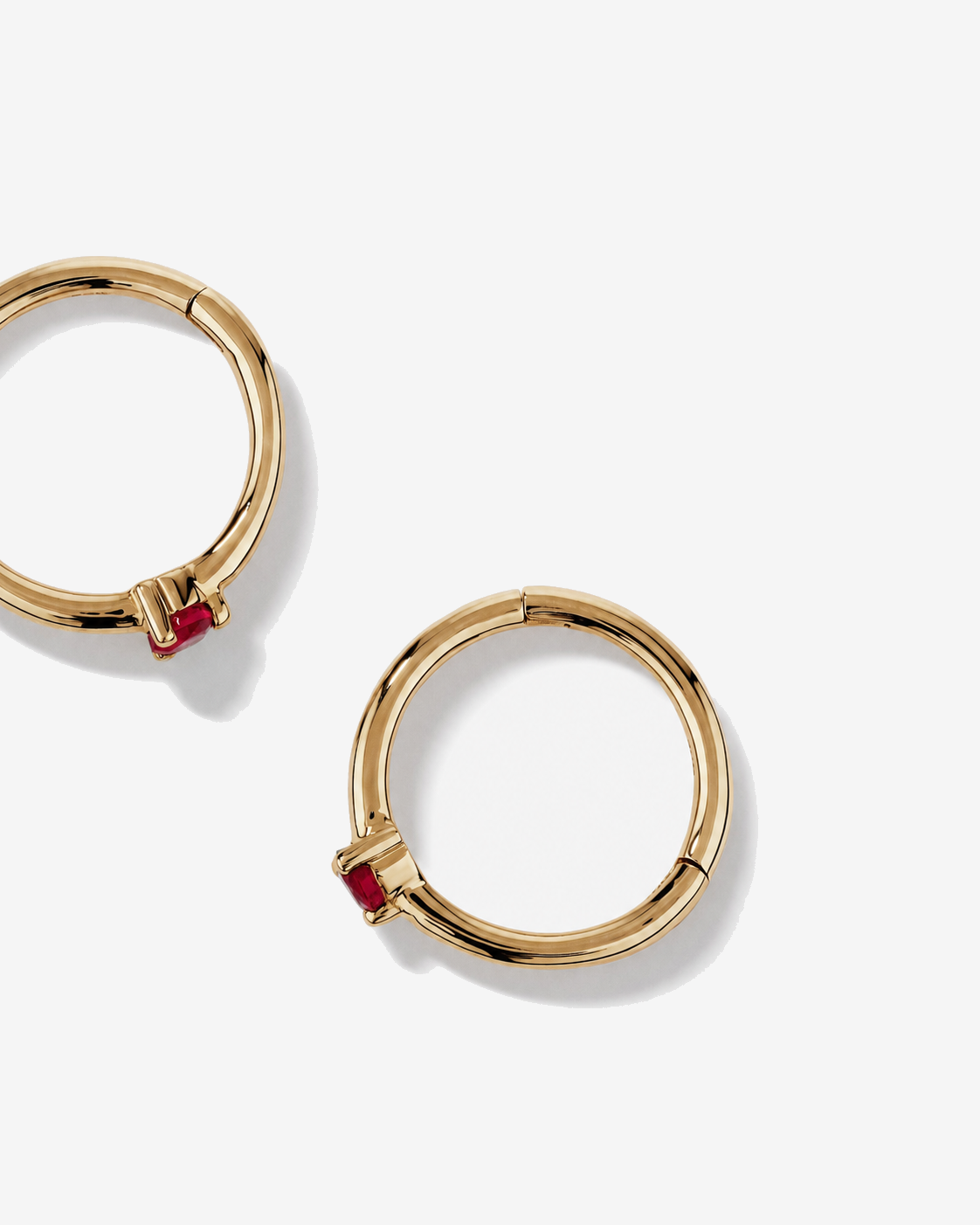 10mm Ruby Accent Sleepers in 10kt Yellow Gold