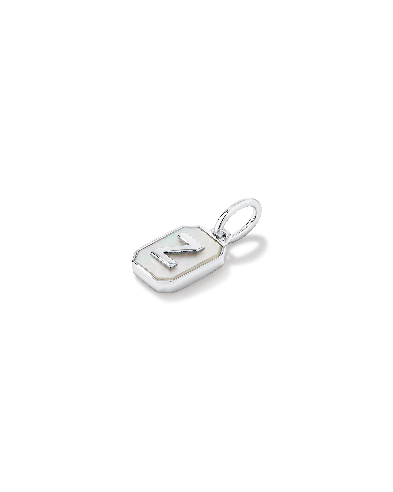 Letter Z Mother of Pearl Initial Pendant in Sterling Silver
