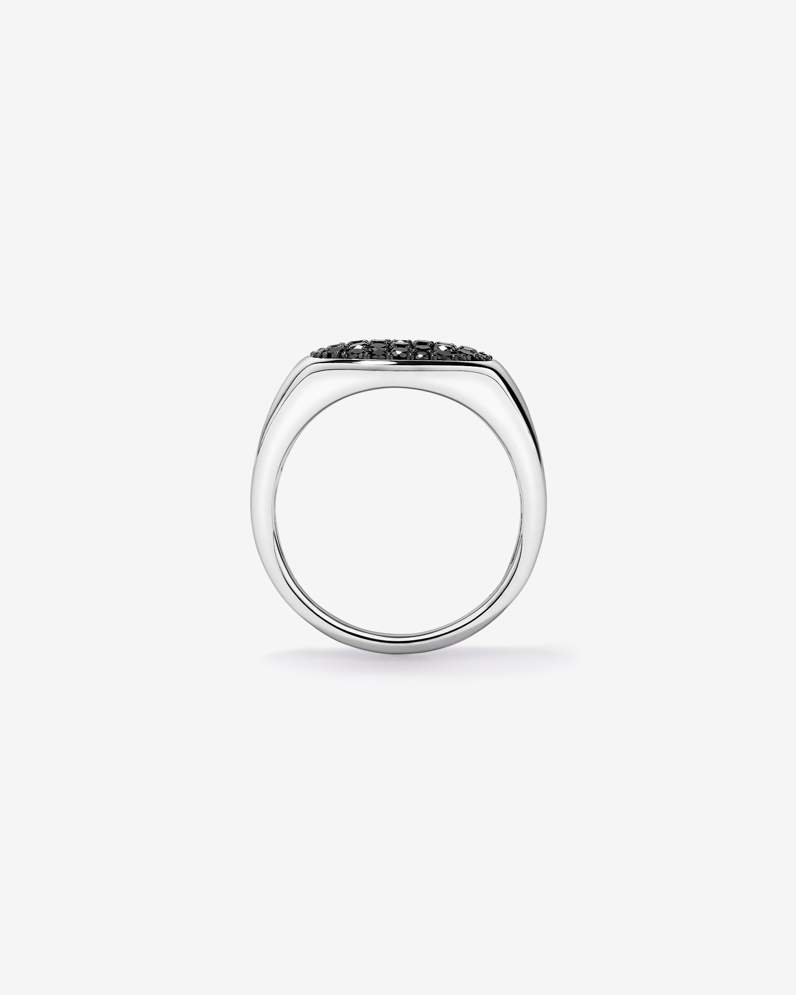 1.50TDW Black Diamond Pavé Signet Ring in Sterling Silver
