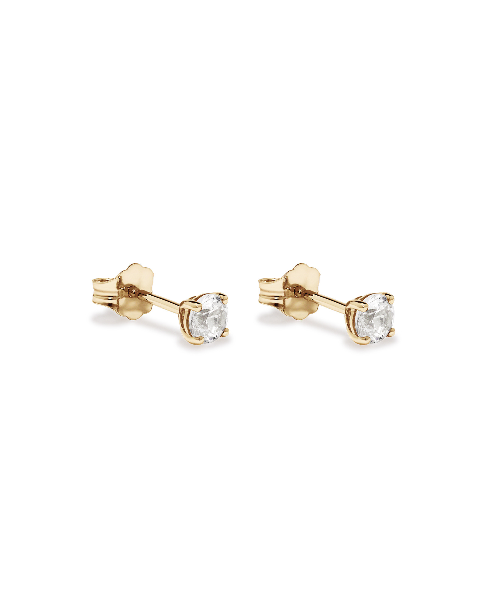 Stud Earrings with White Created Sapphire in 10kt Yellow Gold
