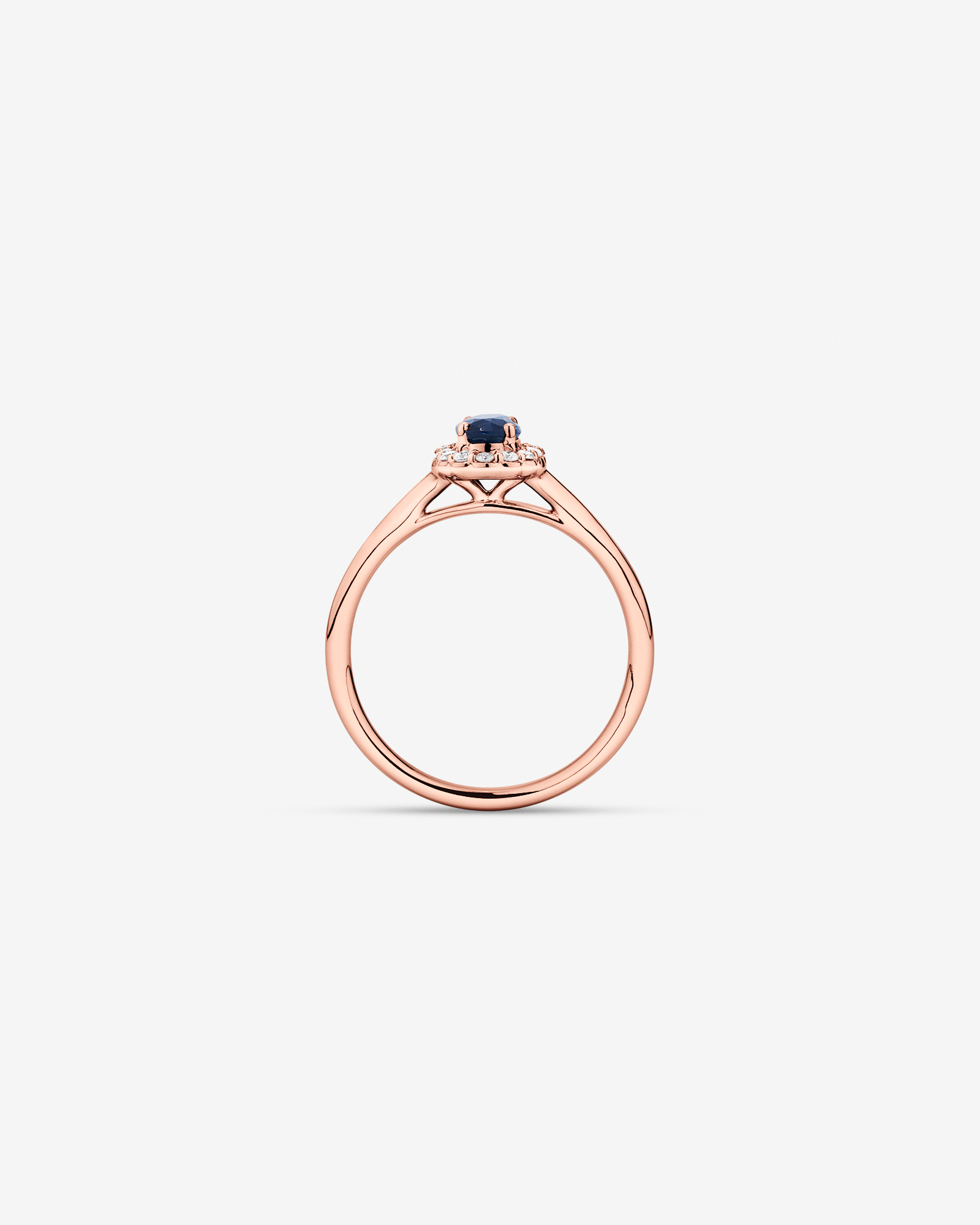 Australian Sapphire & 0.10 Carat TW Diamond Halo Ring 10kt Rose Gold
