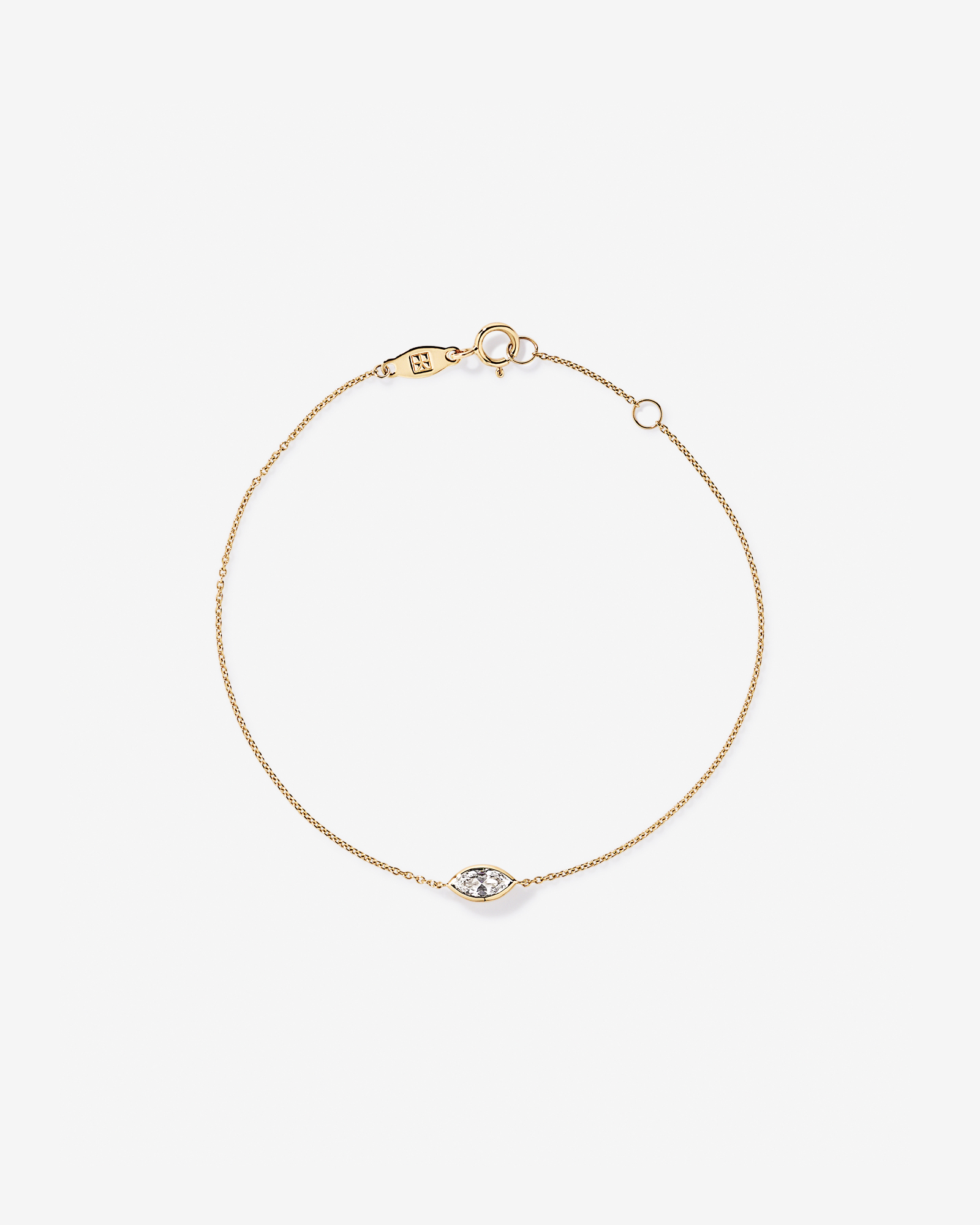 Marquise Cut White Created Sapphire Bezel Bracelet in 10kt Gold