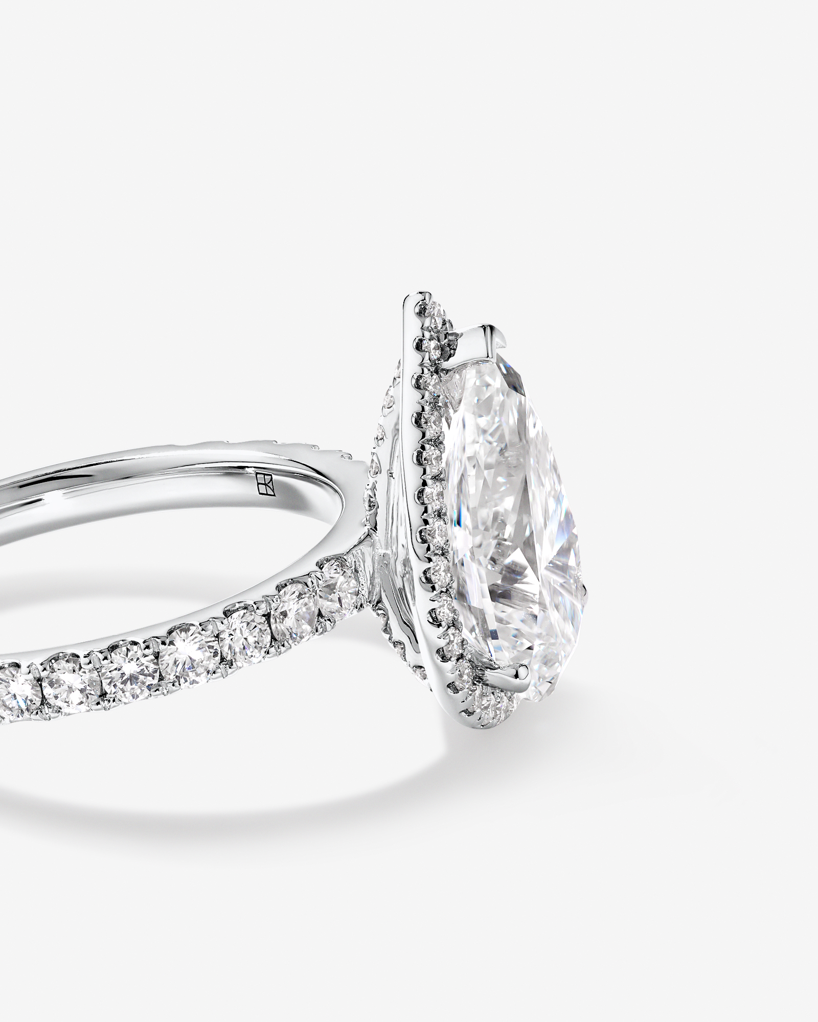 3.60 Carat TW Pear Cut Laboratory-Grown Diamond Halo Engagement Ring in 18kt White Gold