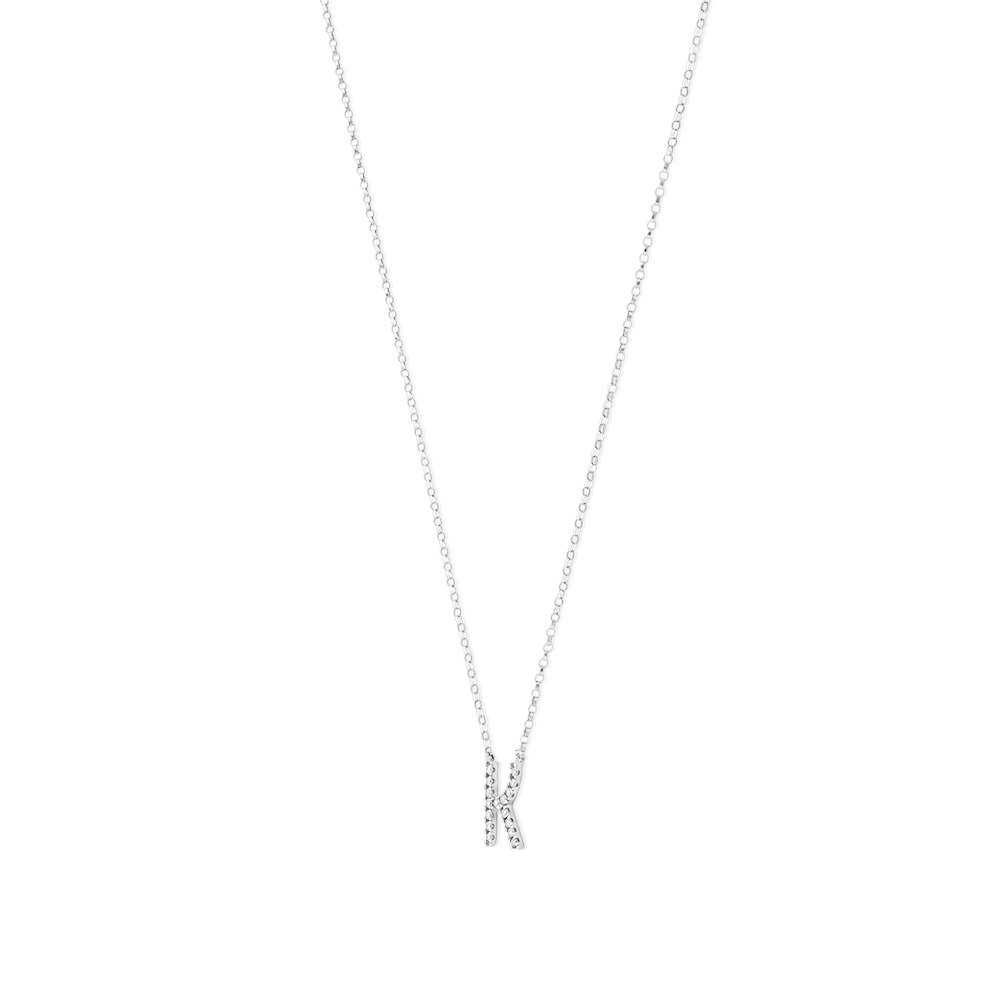 K' Initial necklace with 0.10 Carat TW of Diamonds in 10kt White Gold