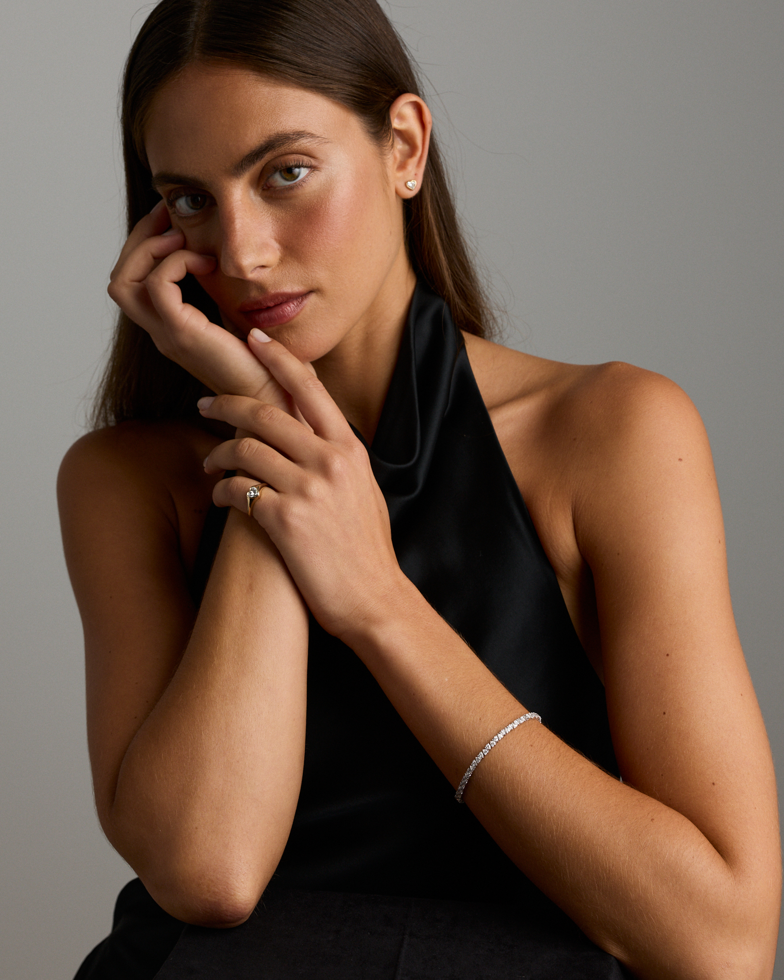 6.60 Carat TW Laboratory-Grown Diamond Heart Tennis Bracelet in 10kt White Gold