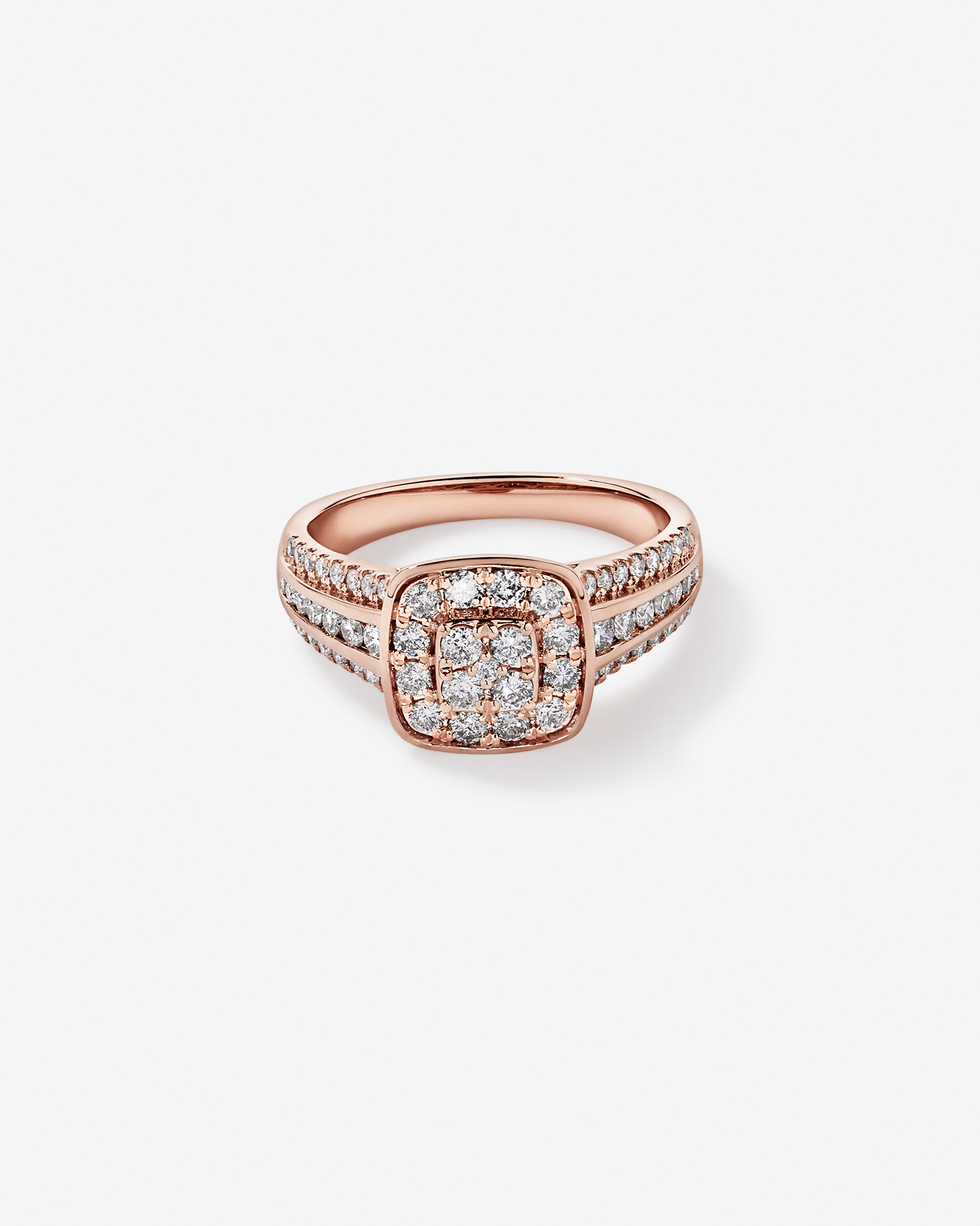 0.85 Carat TW Cushion-Shaped Diamond Cluster Ring 10kt Rose Gold