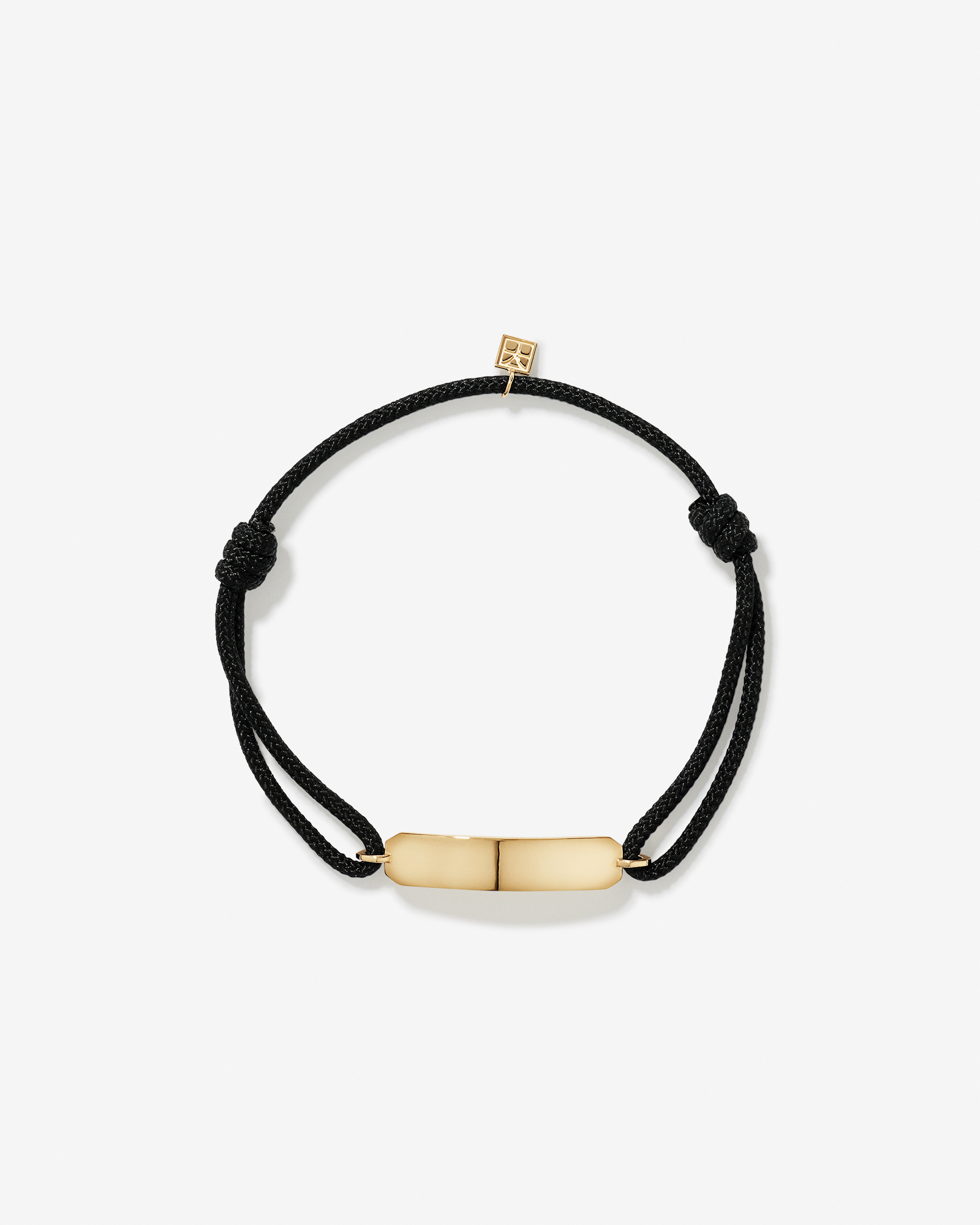 Engravable Black Cord ID Bracelet in 10kt Gold