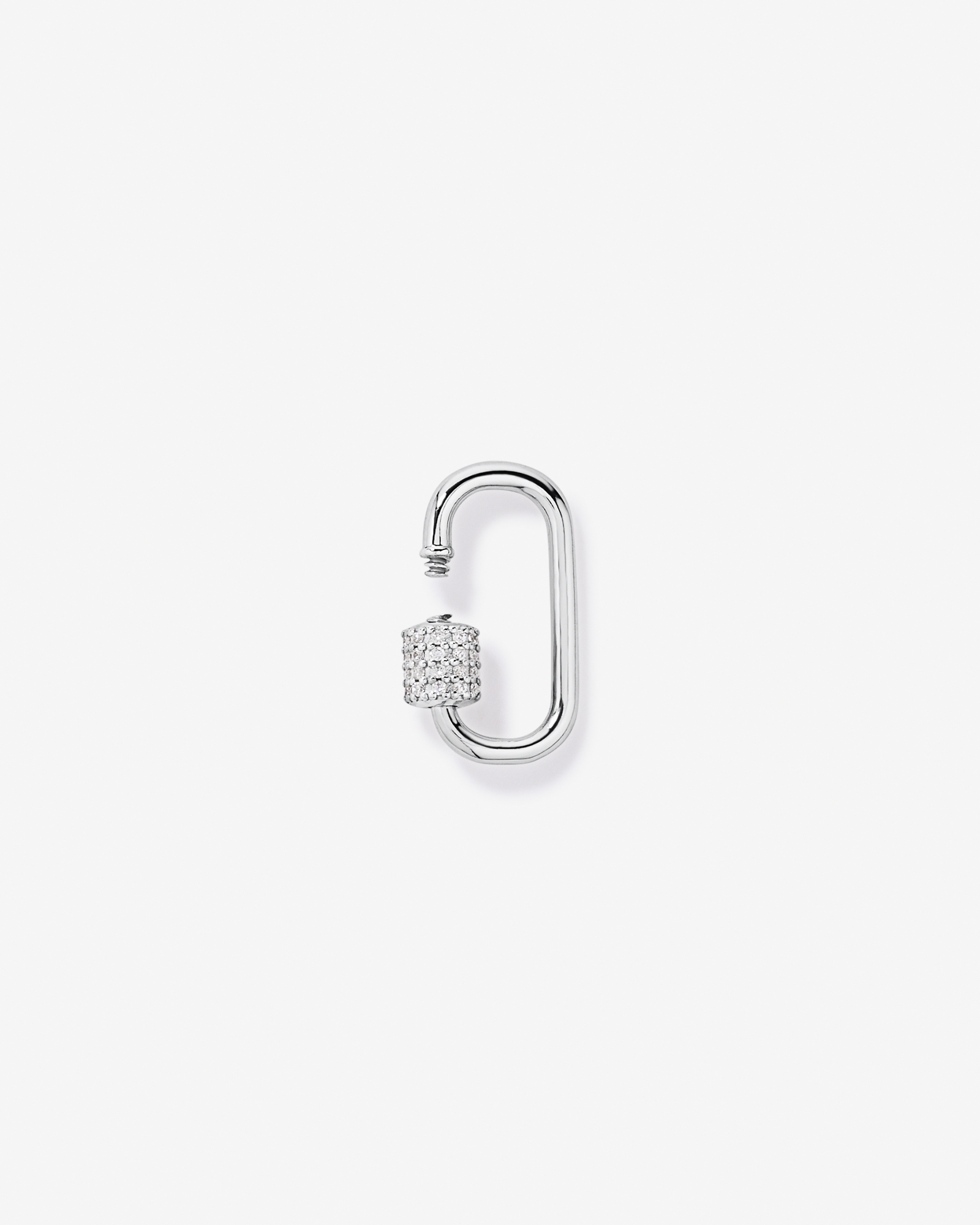 Carabiner Micro Connector with Pavé Cubic Zirconia in Sterling Silver