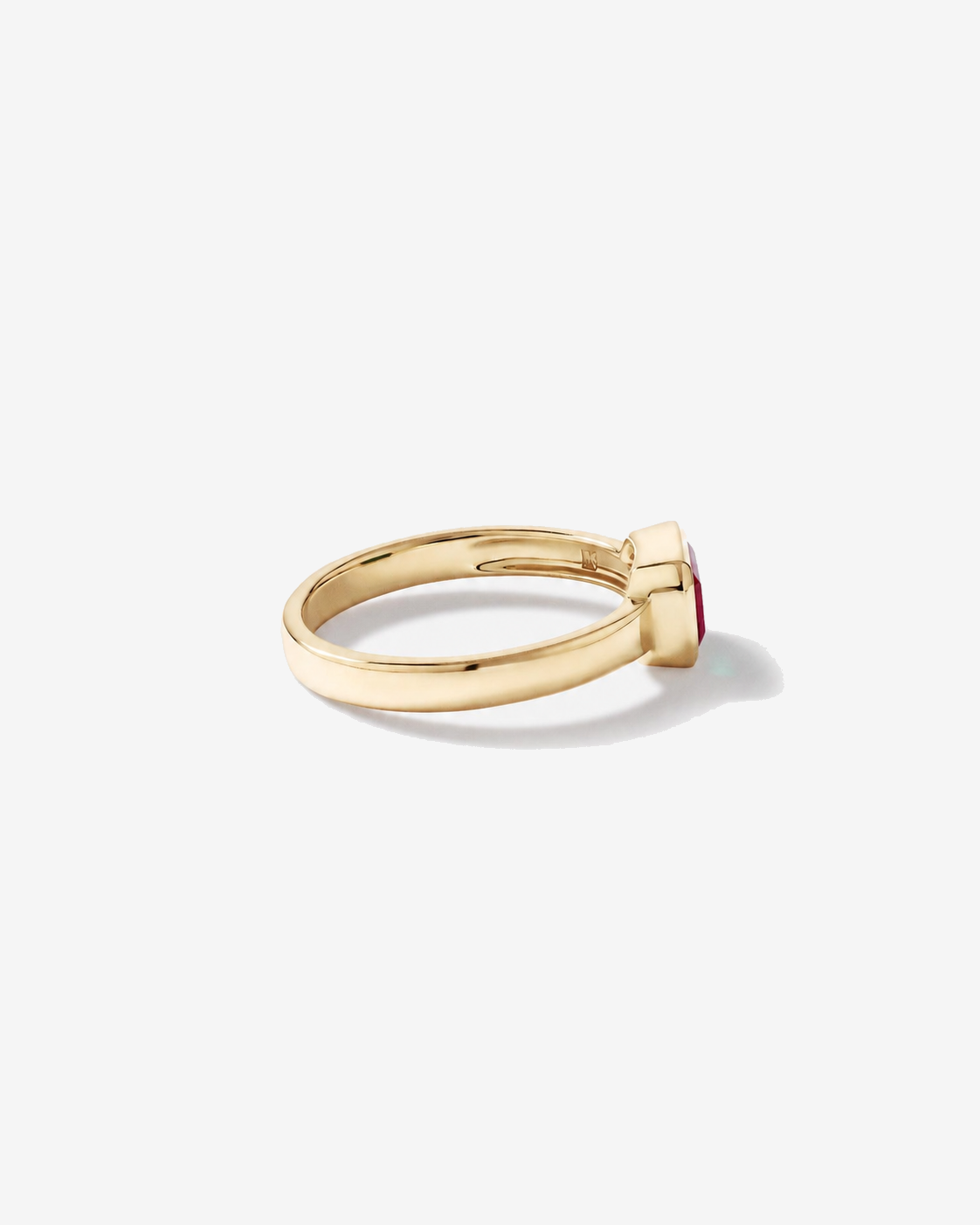 Created Ruby Bezel Ring 10kt Yellow Gold