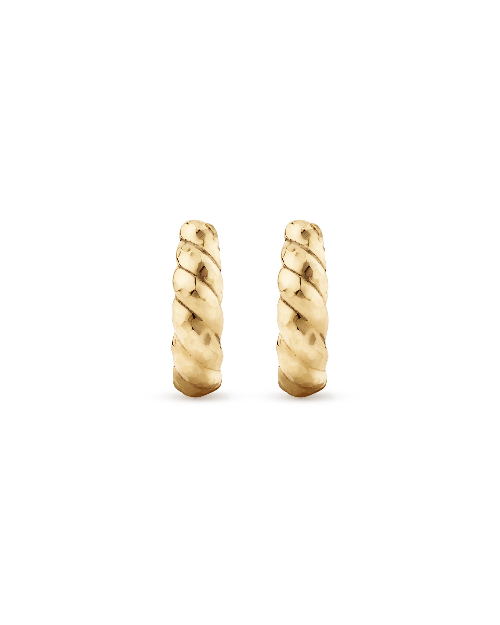 Diamond-Cut Dome Hoop Studs in 10kt Yellow Gold