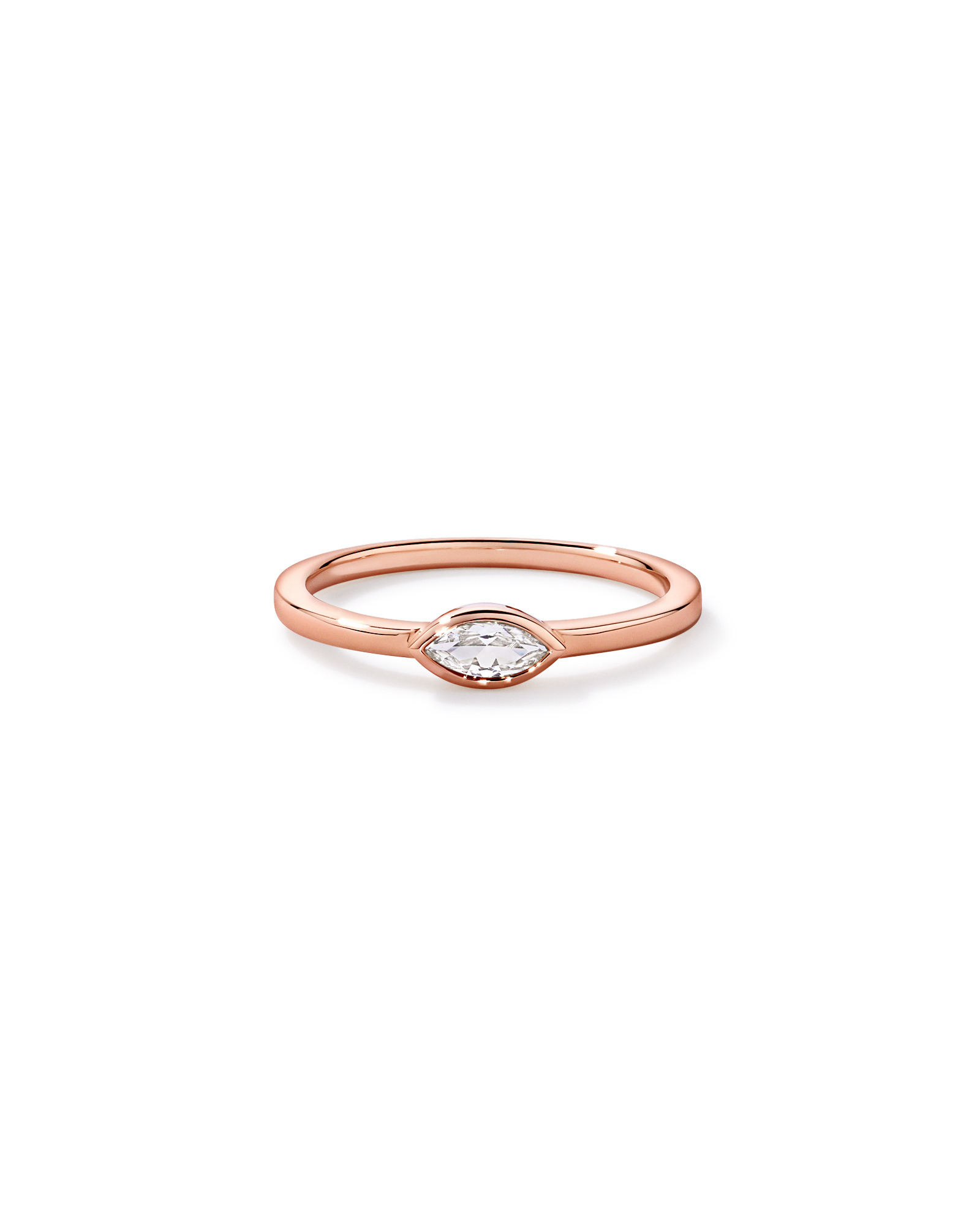 Anneau à lunette en saphir créé d’est ouest or rose 10 carats
