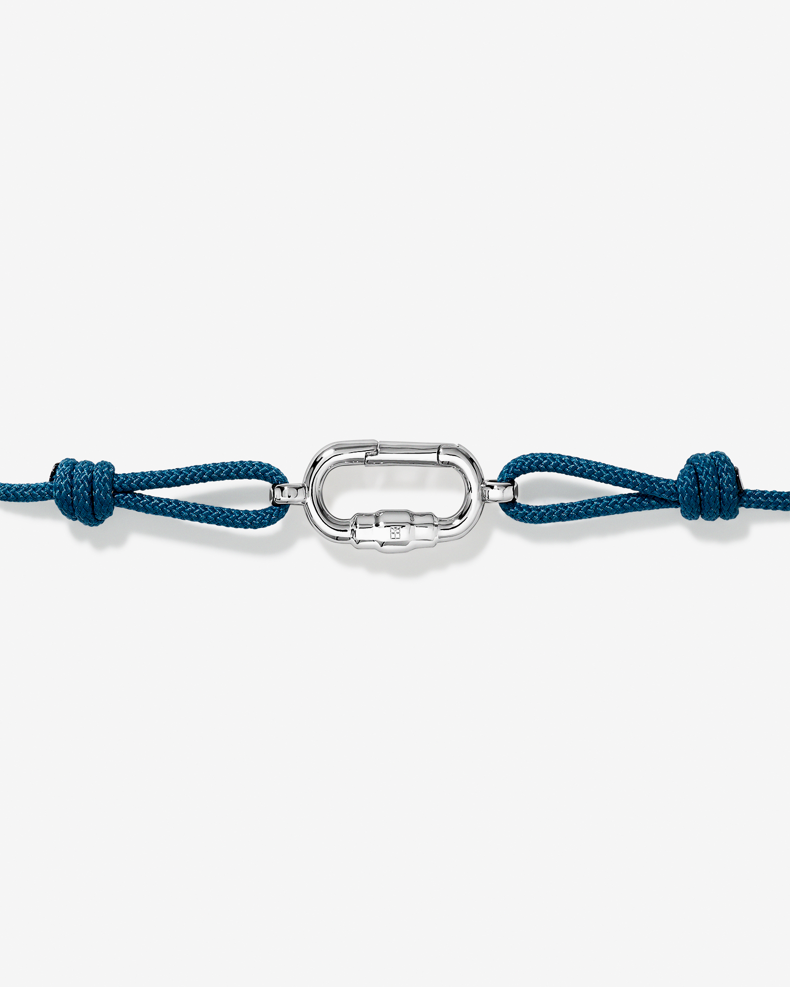 Blue Double Knotted Cord Bracelet in Sterling Silver