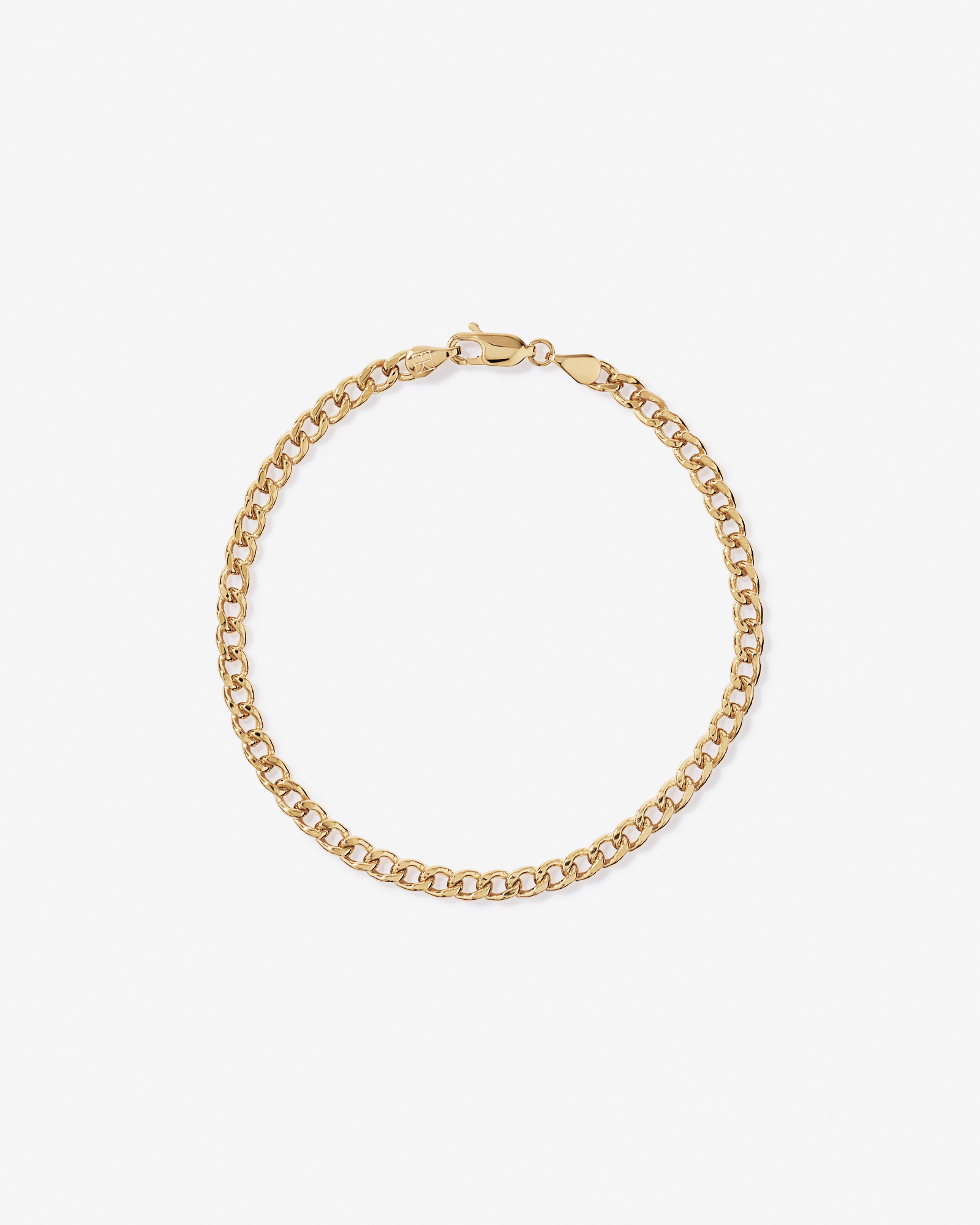 23cm (20") 3.75mm Width Semi Solid Diamond Cut Curb Bracelet in 10kt Yellow Gold