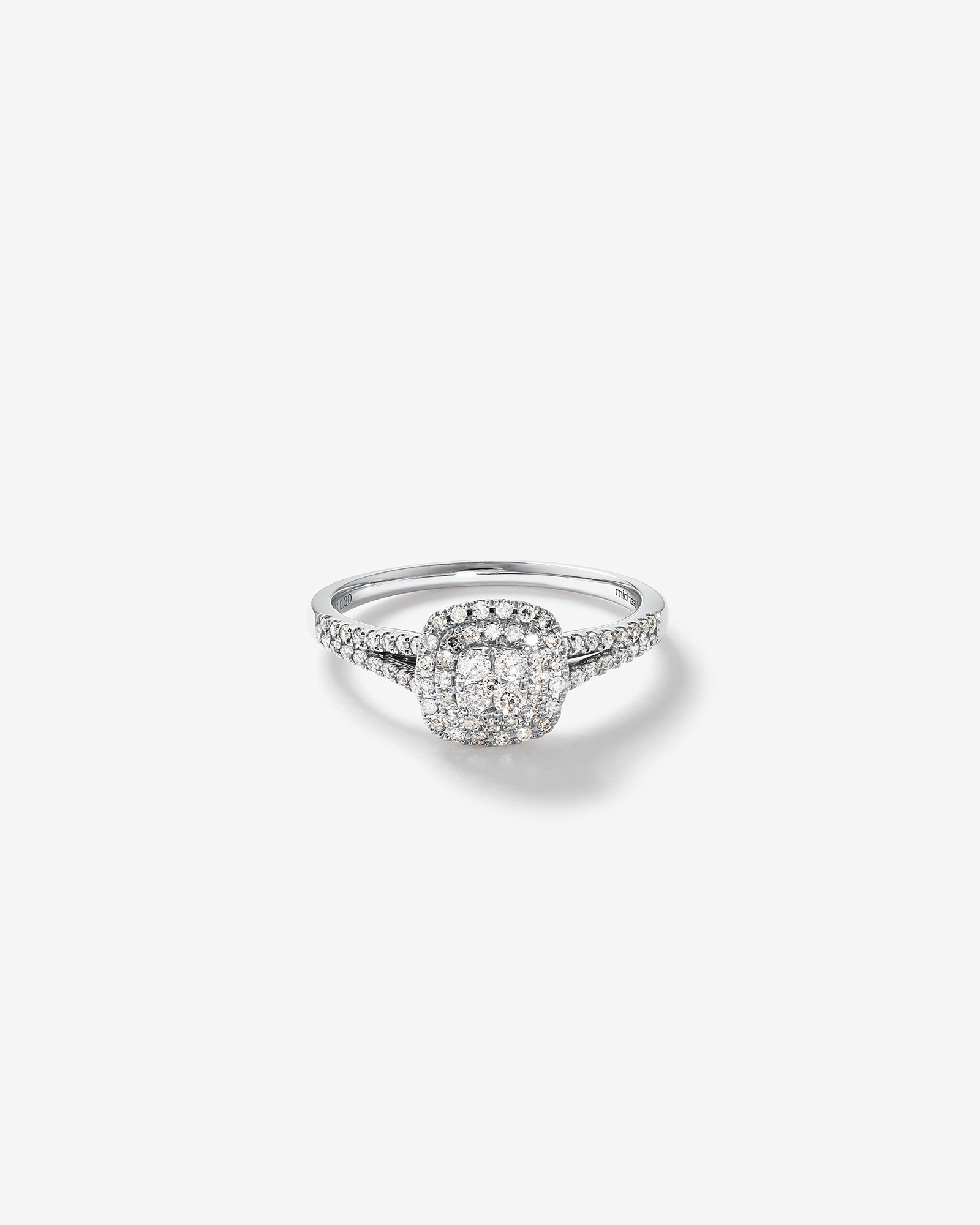 0.30 Carat TW Cushion Shaped Cluster Halo Diamond Ring in 10kt White Gold