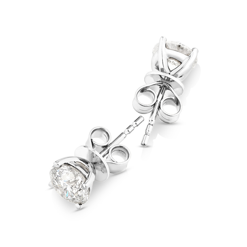 2,00 Carat TW Boucles d'oreilles puces solitaires en or blanc 18kt