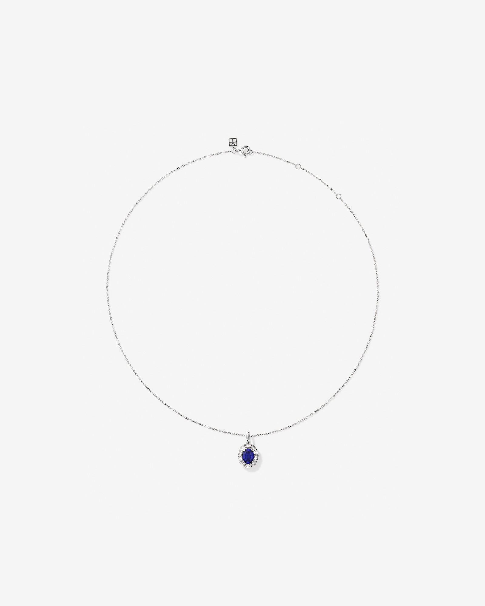 Création d’un pendentif en diamant TW cultivé en laboratoire en saphir et 0,47 carat TW avec chaîne en or blanc 10 carats