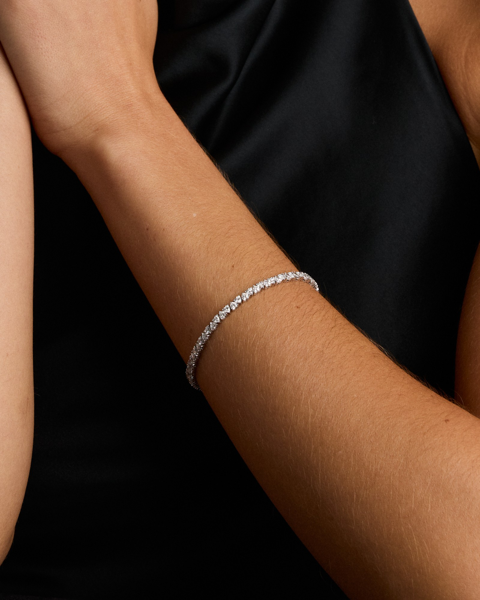 6.60 Carat TW Laboratory-Grown Diamond Heart Tennis Bracelet in 10kt White Gold