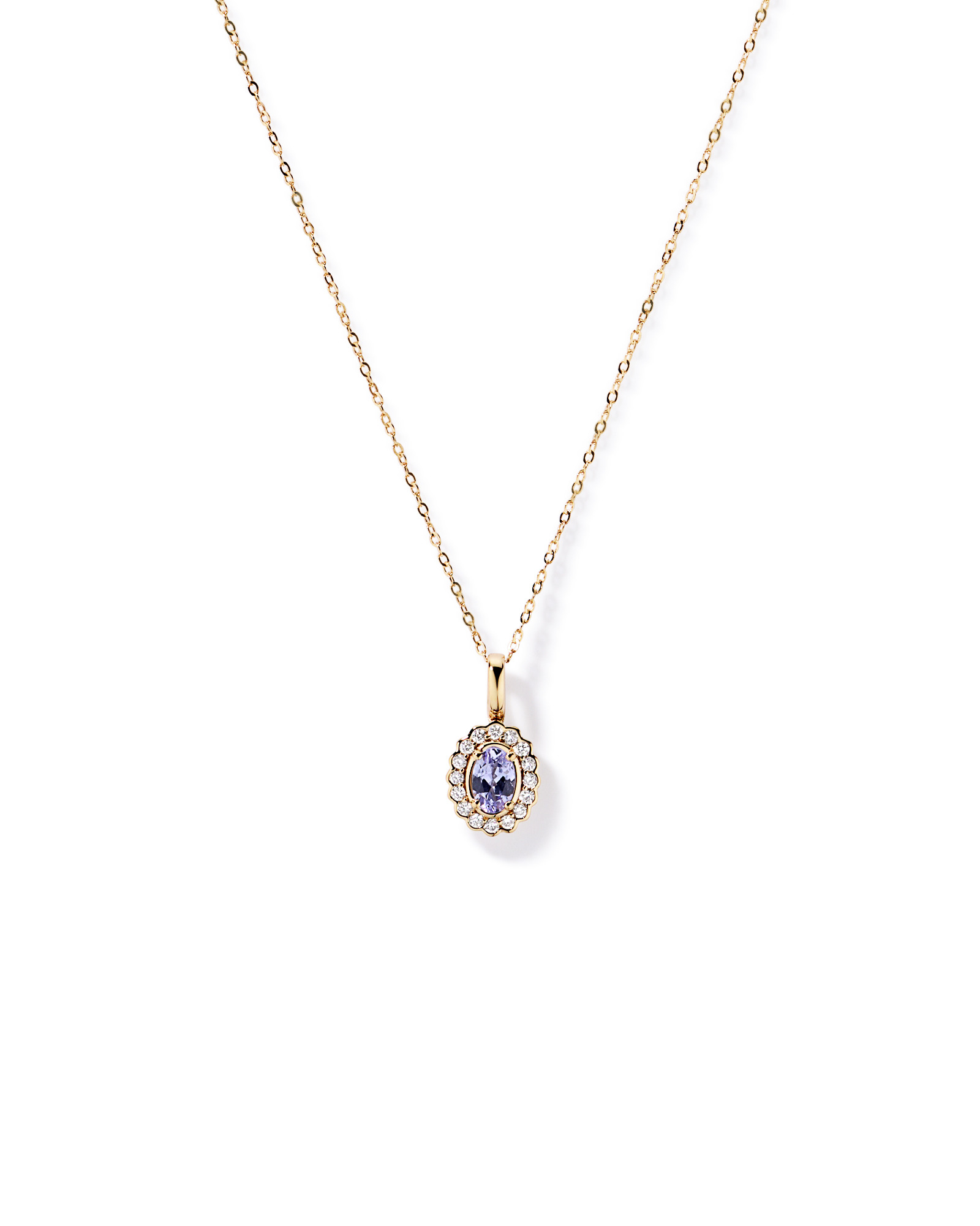Tanzanite & 0,15TW de pendentif Halo en diamant avec chaîne en or jaune 10kt