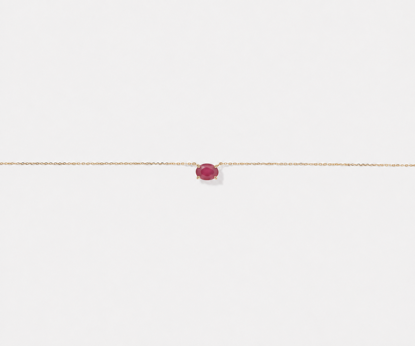 Oval East-West Ruby Necklace in 10kt Yellow Gold