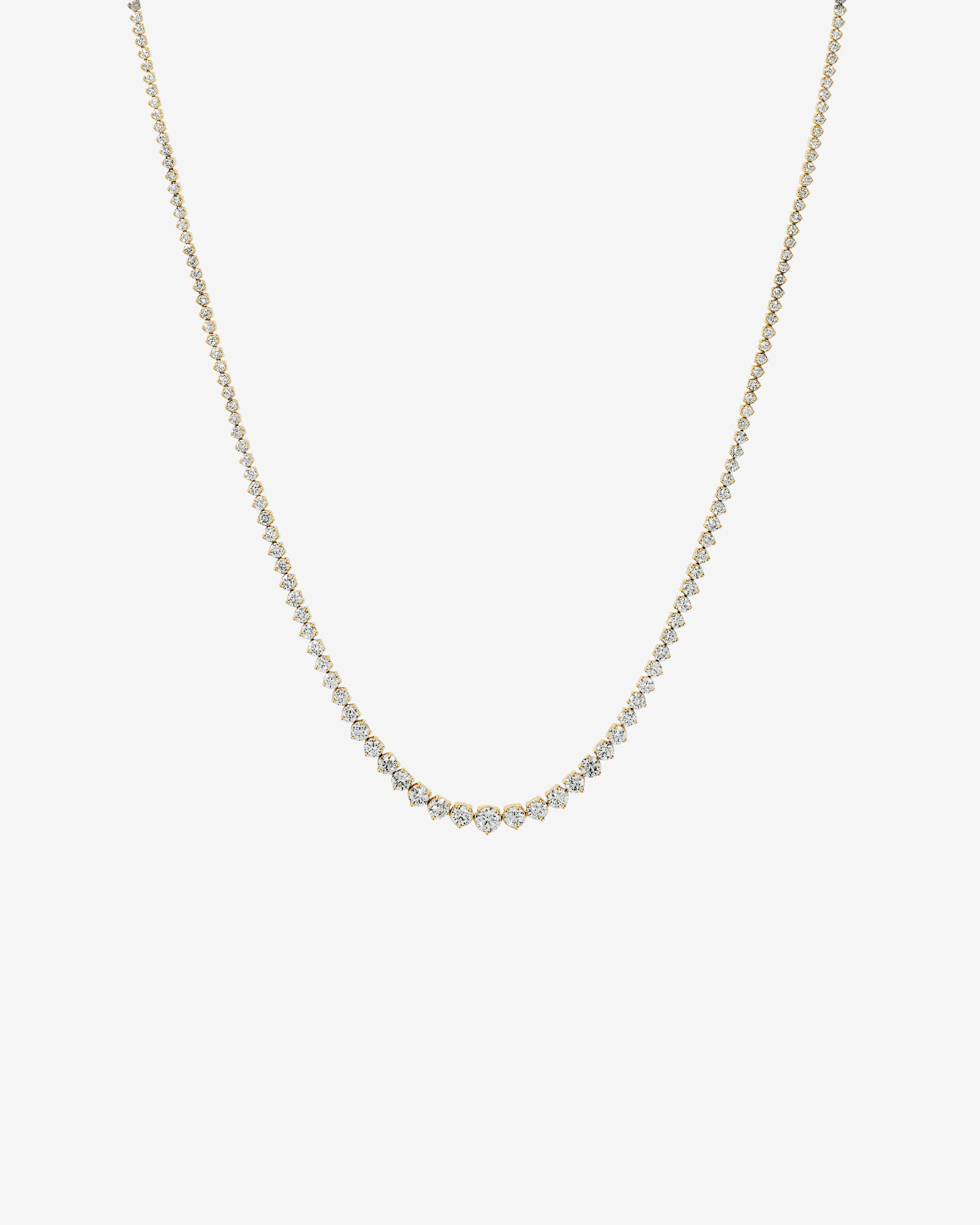 Collier de tennis TW Graduation Diamond Riviera de 10,00 carats en or jeune 18 carats