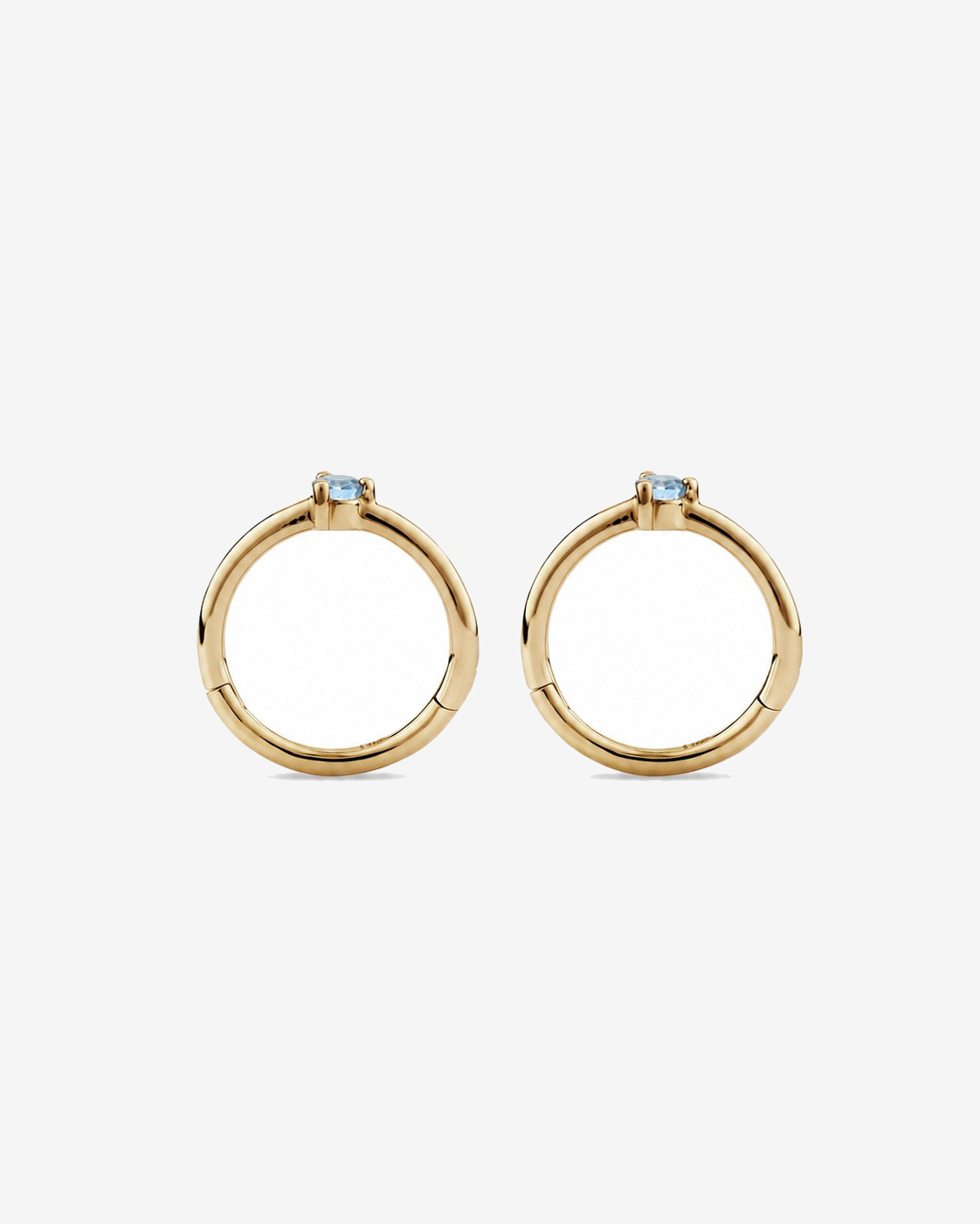 Dormeurs avec accent Aigue-marine 10 mm en or jaune 10 ct