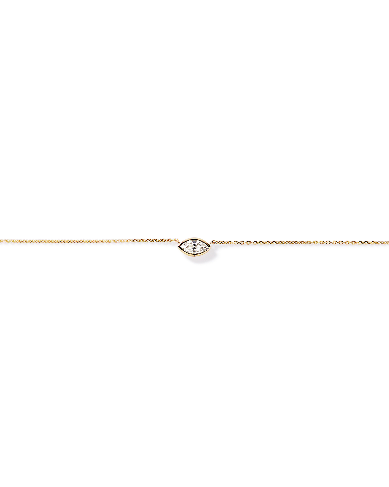 Marquise Cut White Created Sapphire Bezel Necklace in 10kt Yellow Gold