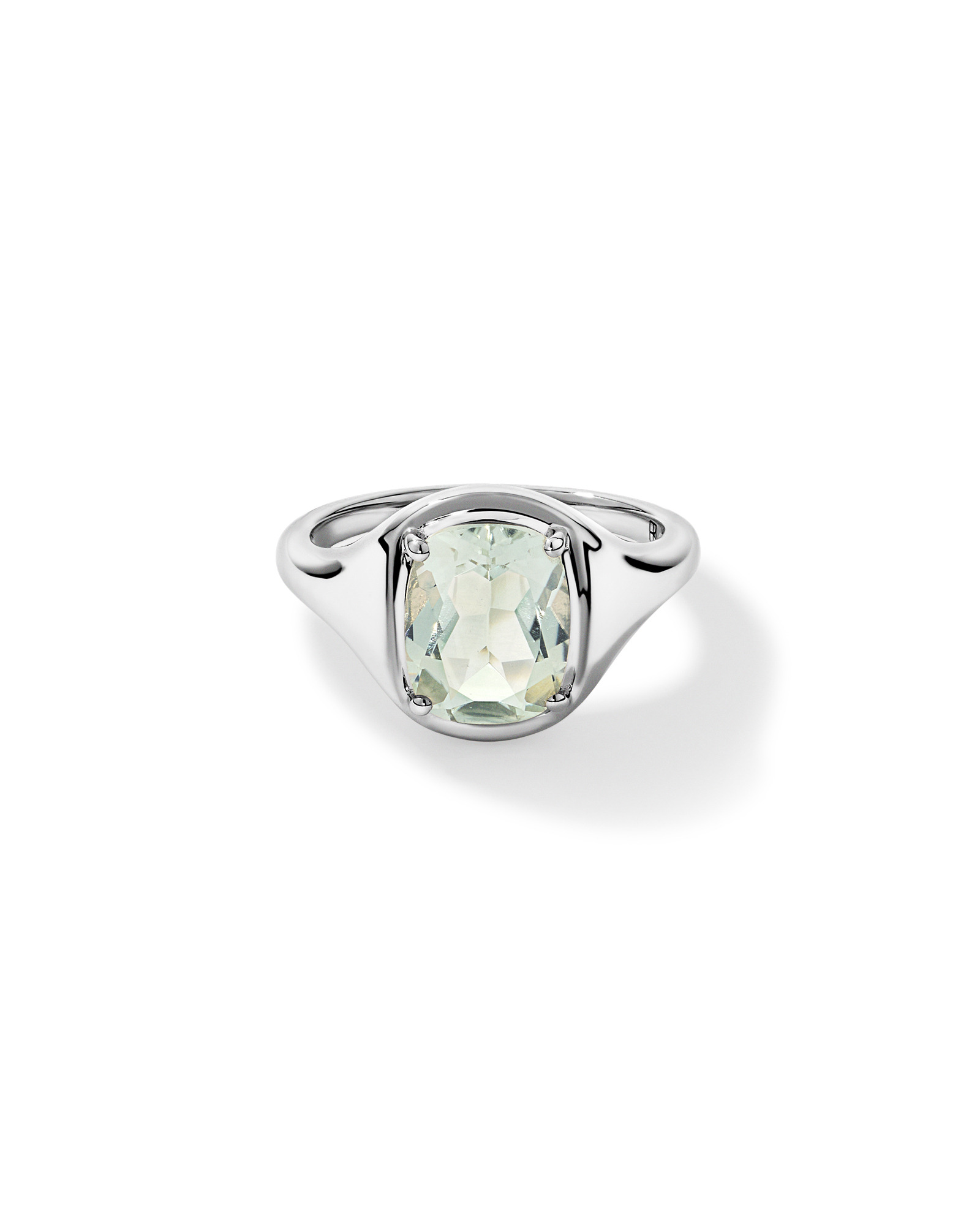 Elongated Cushion Cut Green Amethyst Ring 10kt Gold