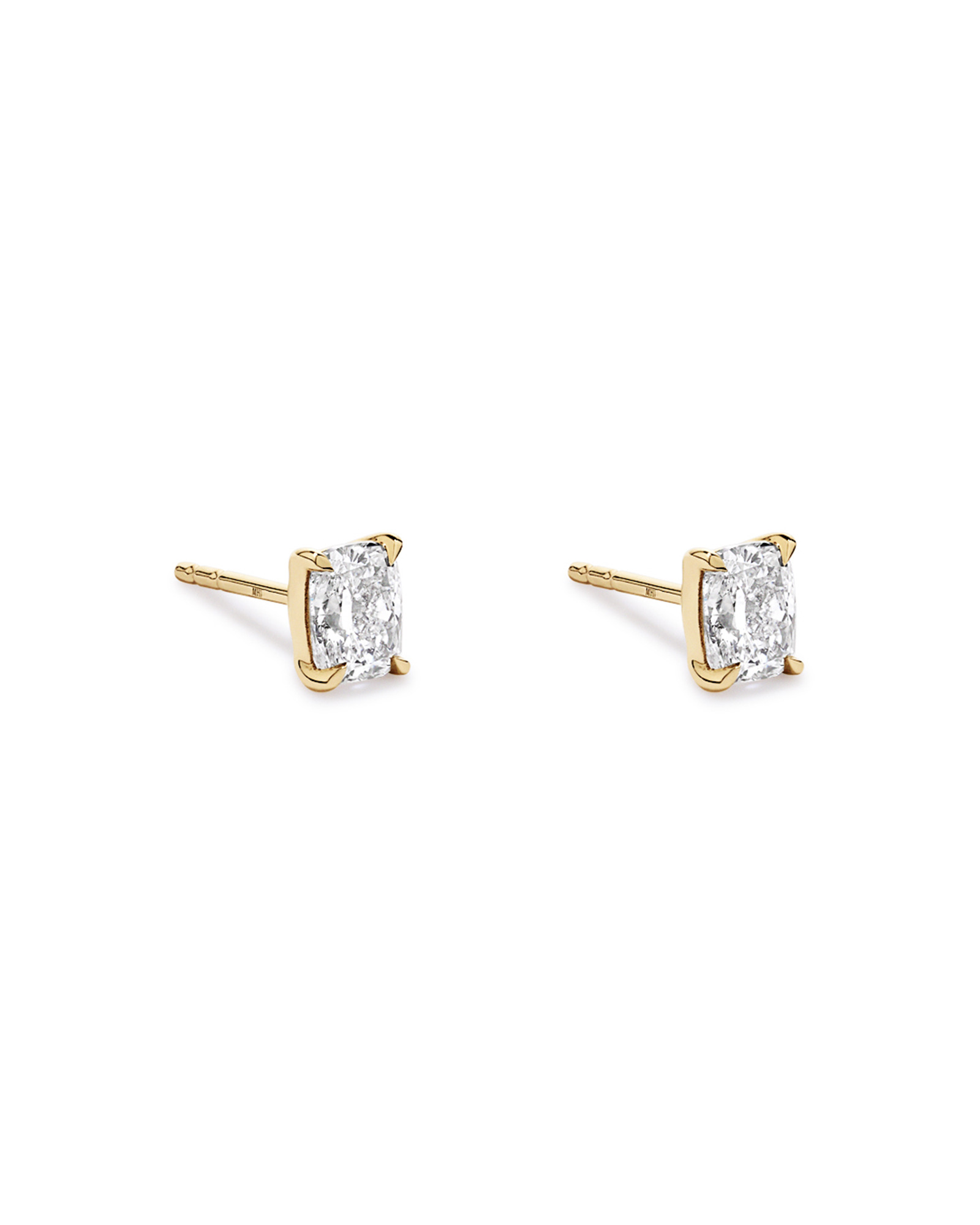 1.00 Carat TW Laboratory-Grown Diamond Cushion Stud Earrings in 10kt Yellow Gold