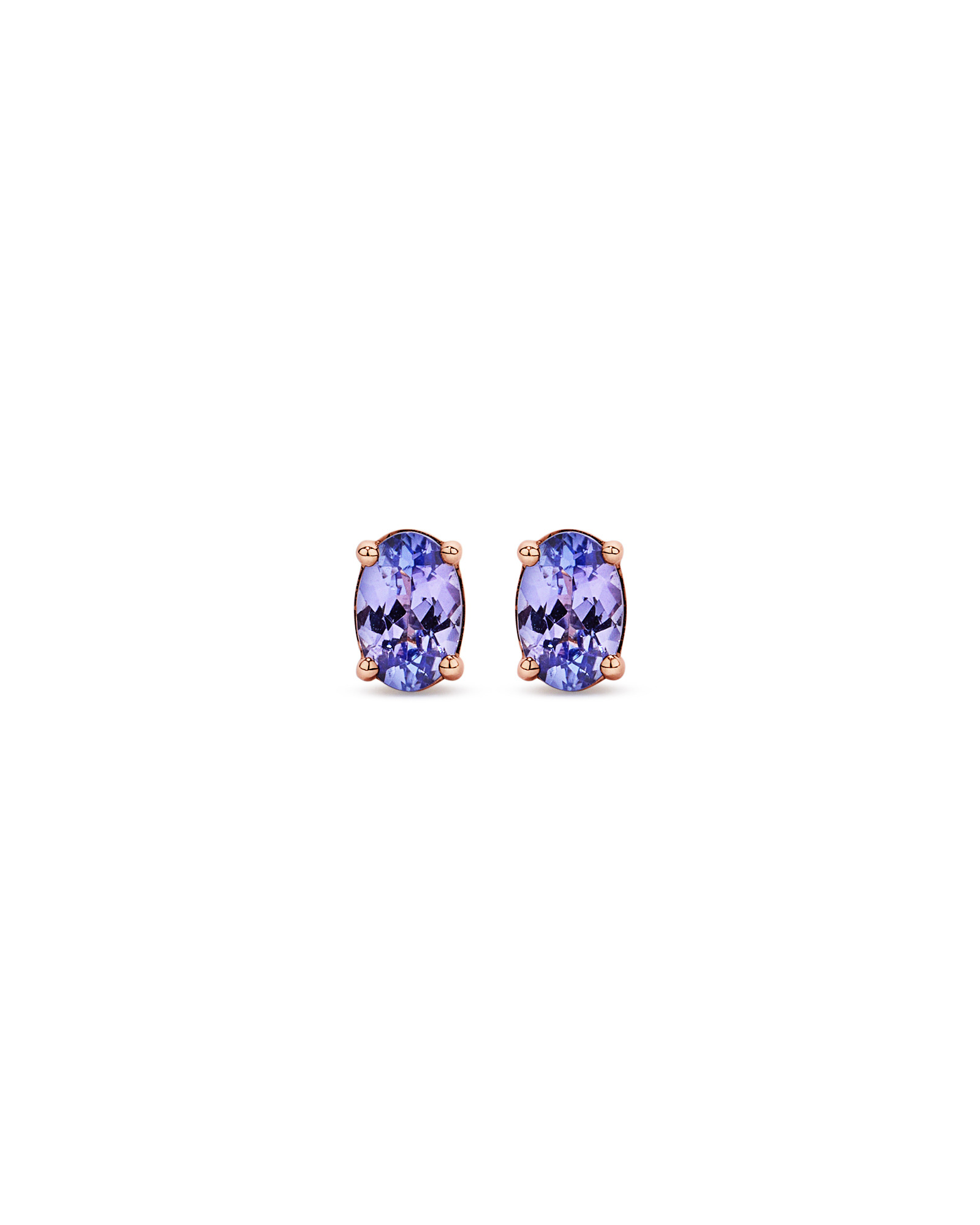 Tanzanite Solitaire Stud Earrings in 10kt Rose Gold