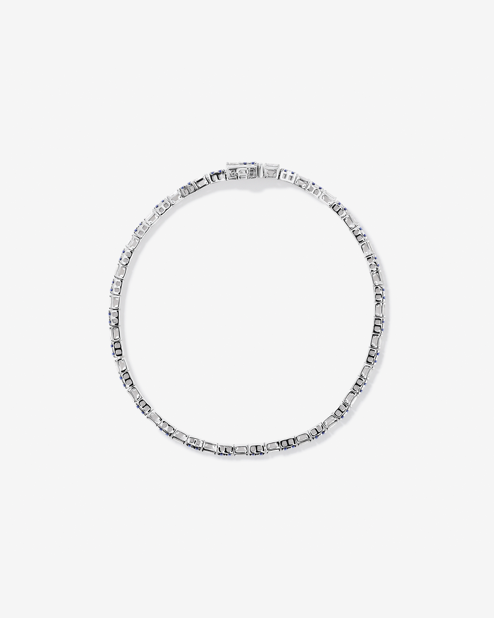 Bracelet de Tennis Dot Dash en Saphir & Diamant avec 0,62 Carat TW en Or Blanc 10kt