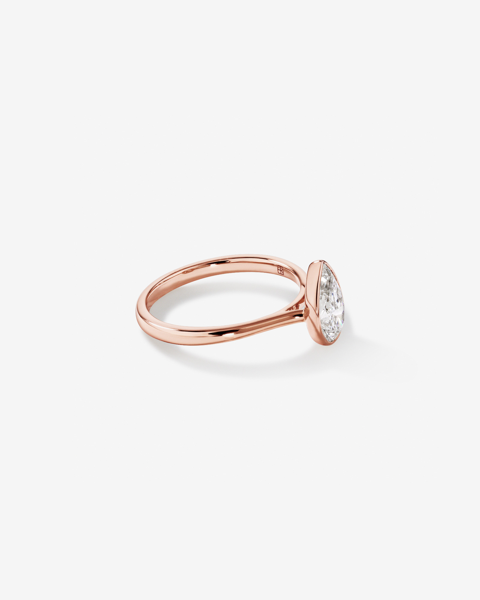 1.25 Carat TW Pear Cut Laboratory-Grown Diamond Solitaire Bezel Set Engagement Ring in 14kt Rose Gold