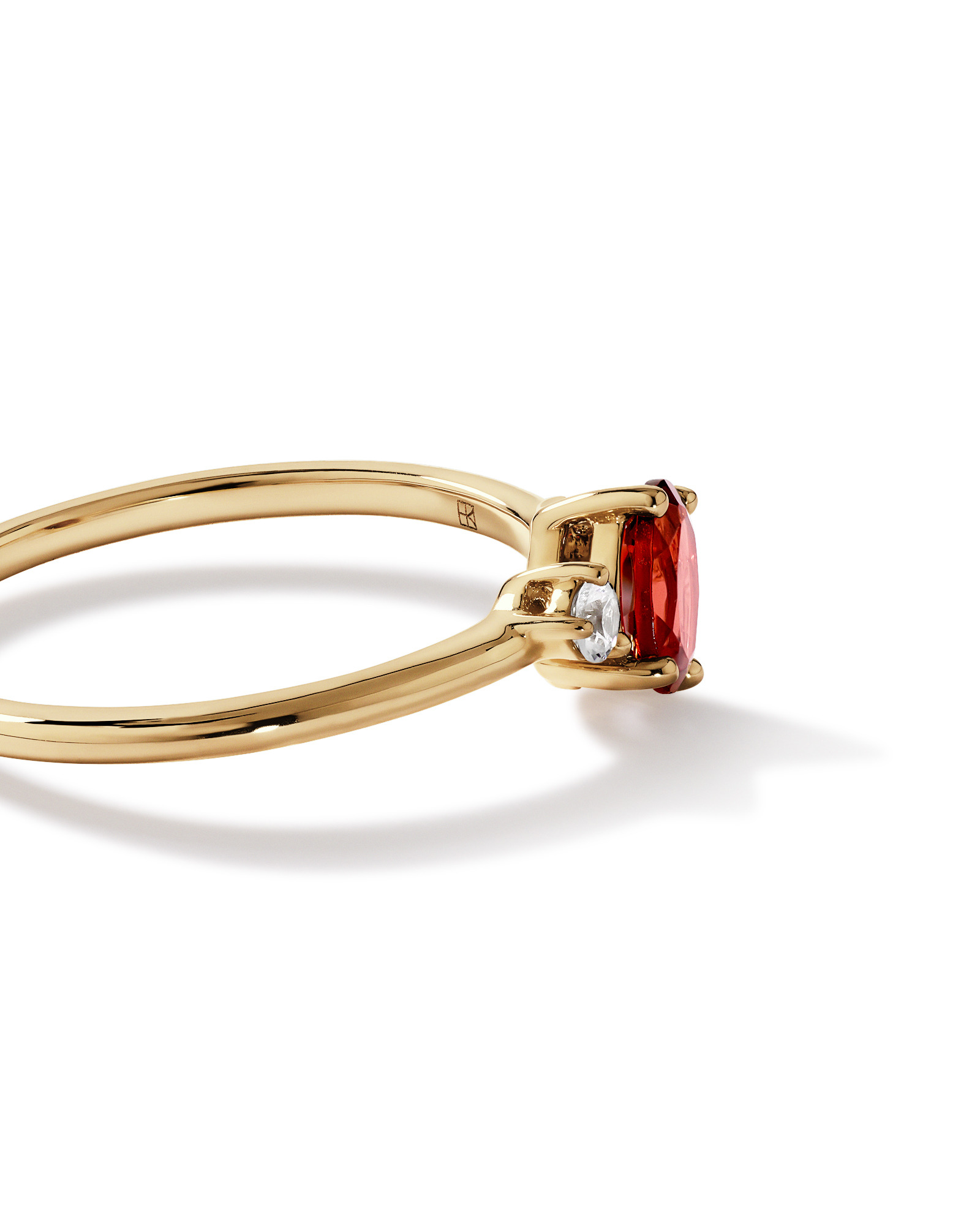 White Sapphire and Oval-Cut Garnet Toi Et Moi Ring in 10kt Yellow Gold