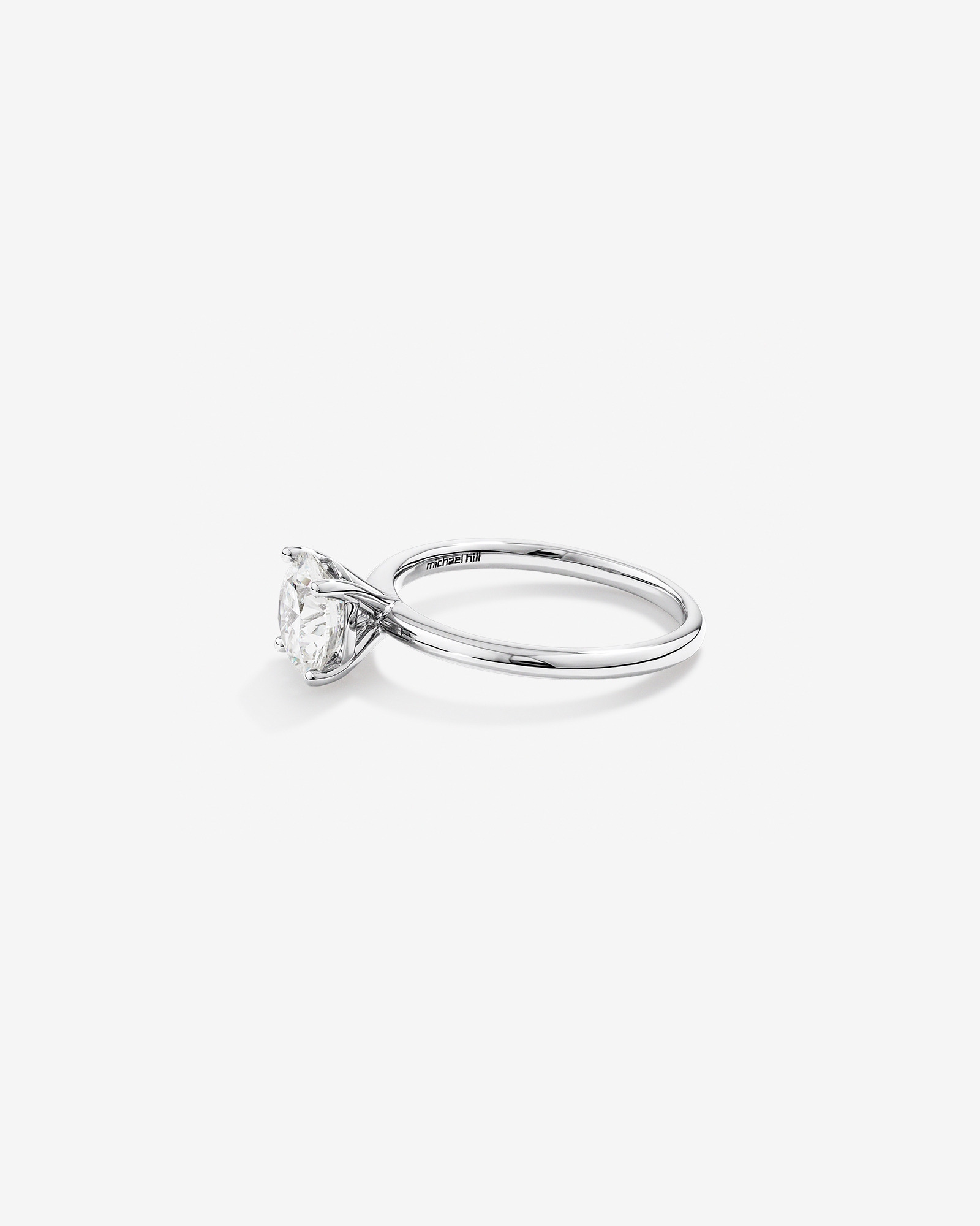 Bague de fiançailles en diamant solitaire ronde brillante cultivée laboratoire 1,50 carat or blanc 14 carats