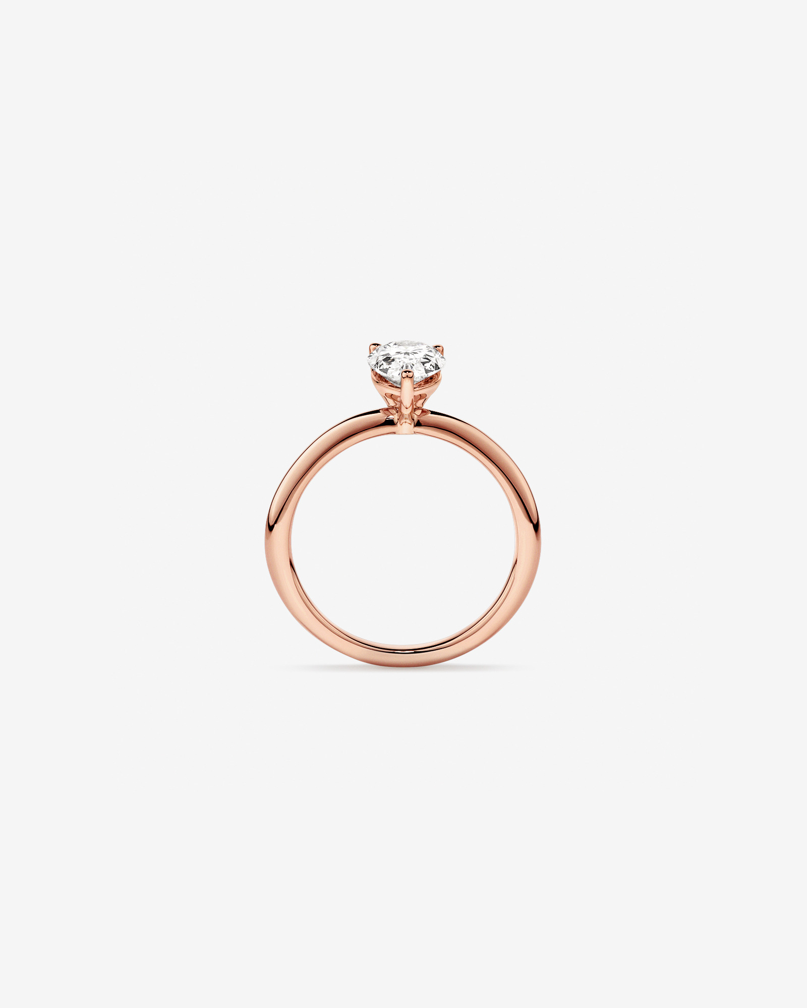 Bague de fiançailles solitaire en diamant cultivé en laboratoire TW Pear de 1,25 carat en or rose 14 carats