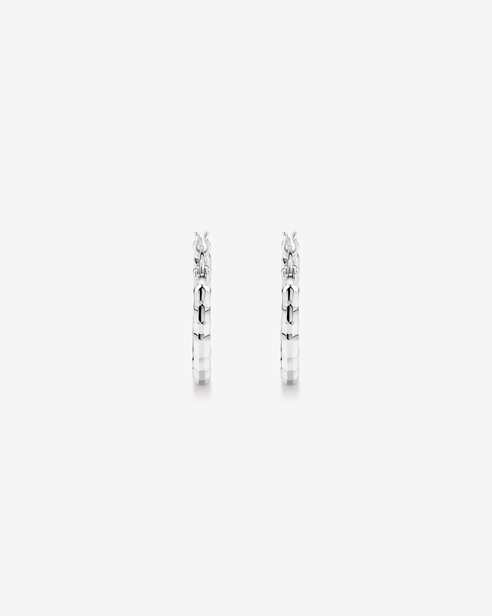 Diamond Cut Texture Hoop Earrings in Sterling Silver
