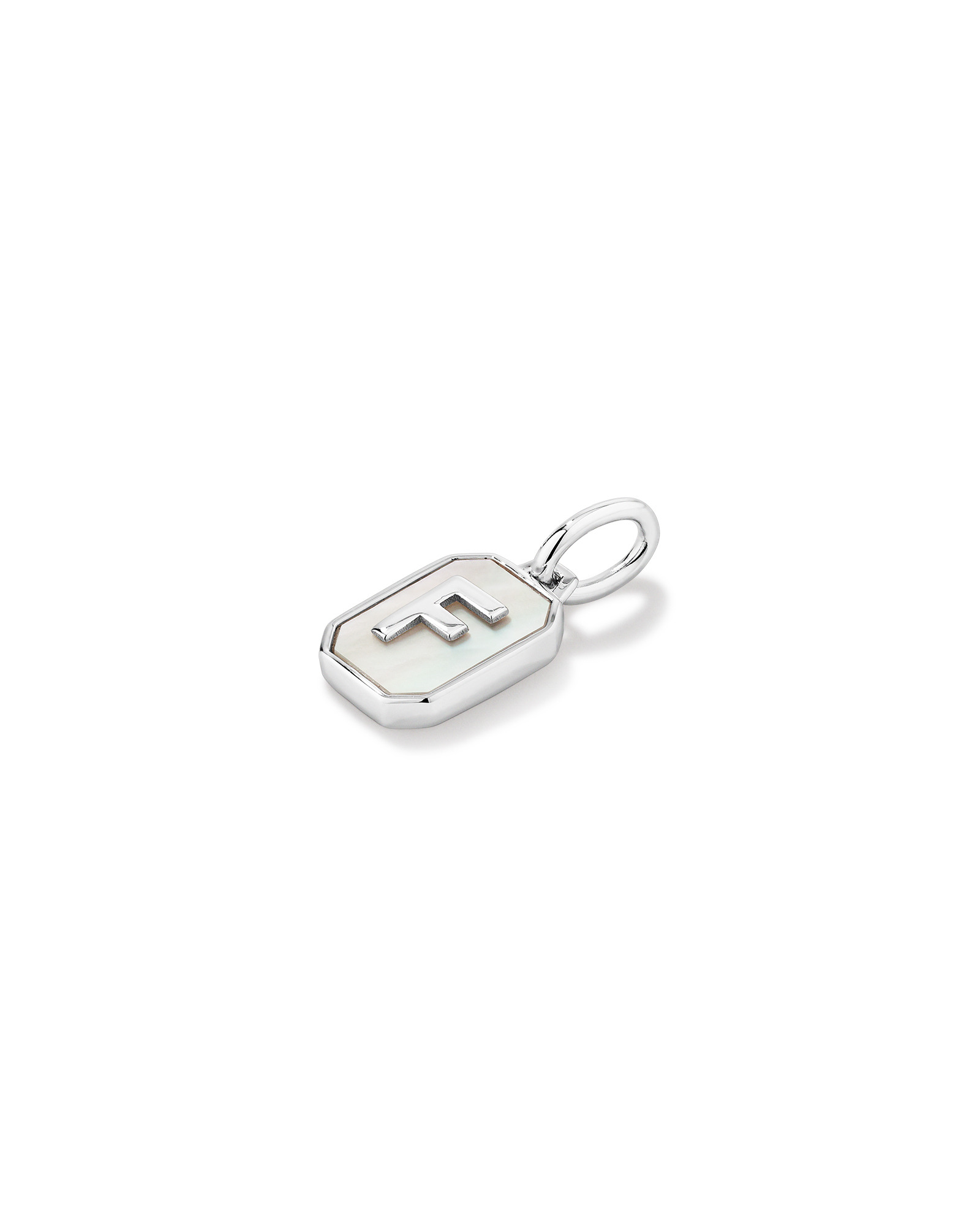 Letter F Mother of Pearl Initial Pendant in Sterling Silver