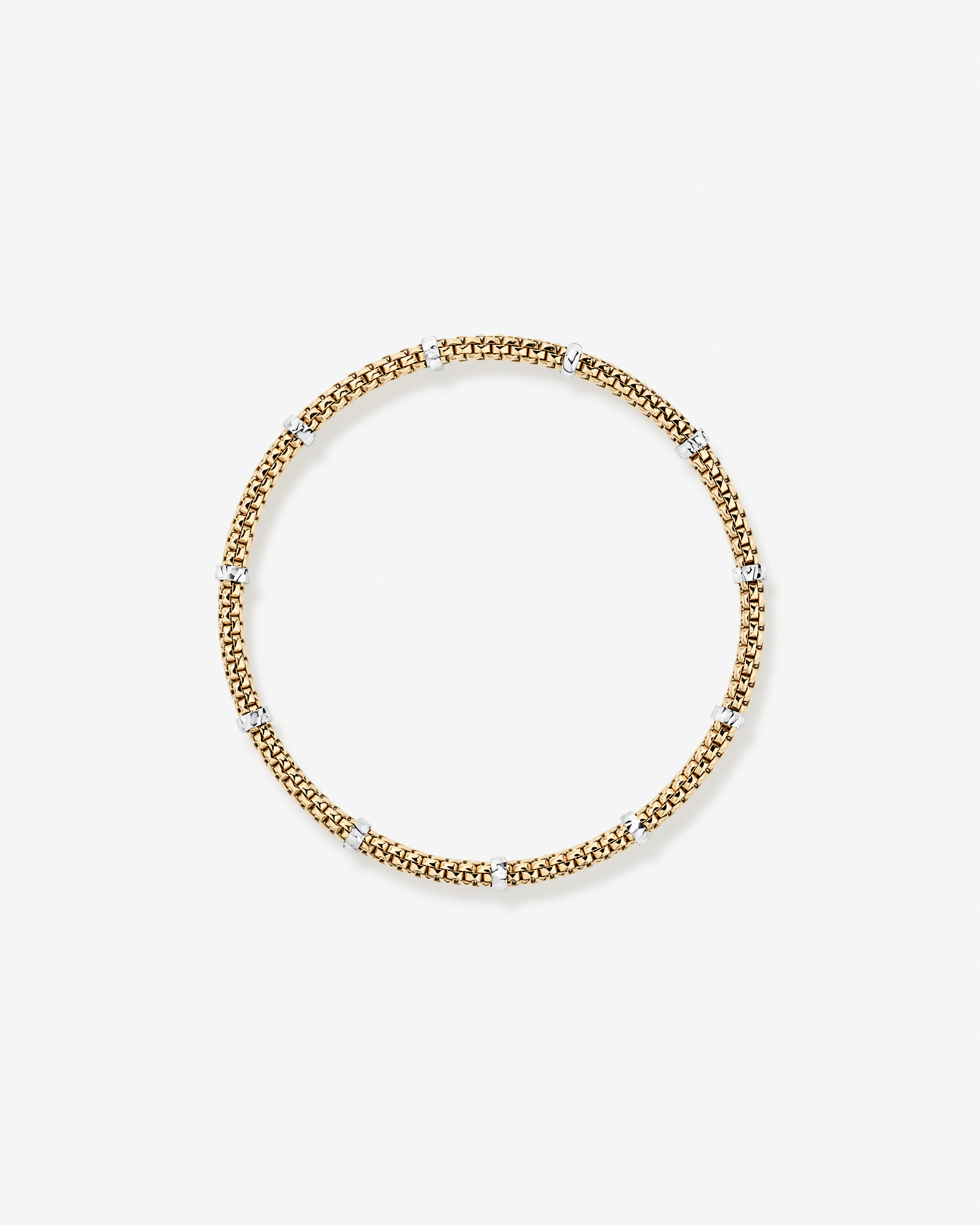 Two-tone Popcorn Mesh Stretch Bracelet in 10kt Gold