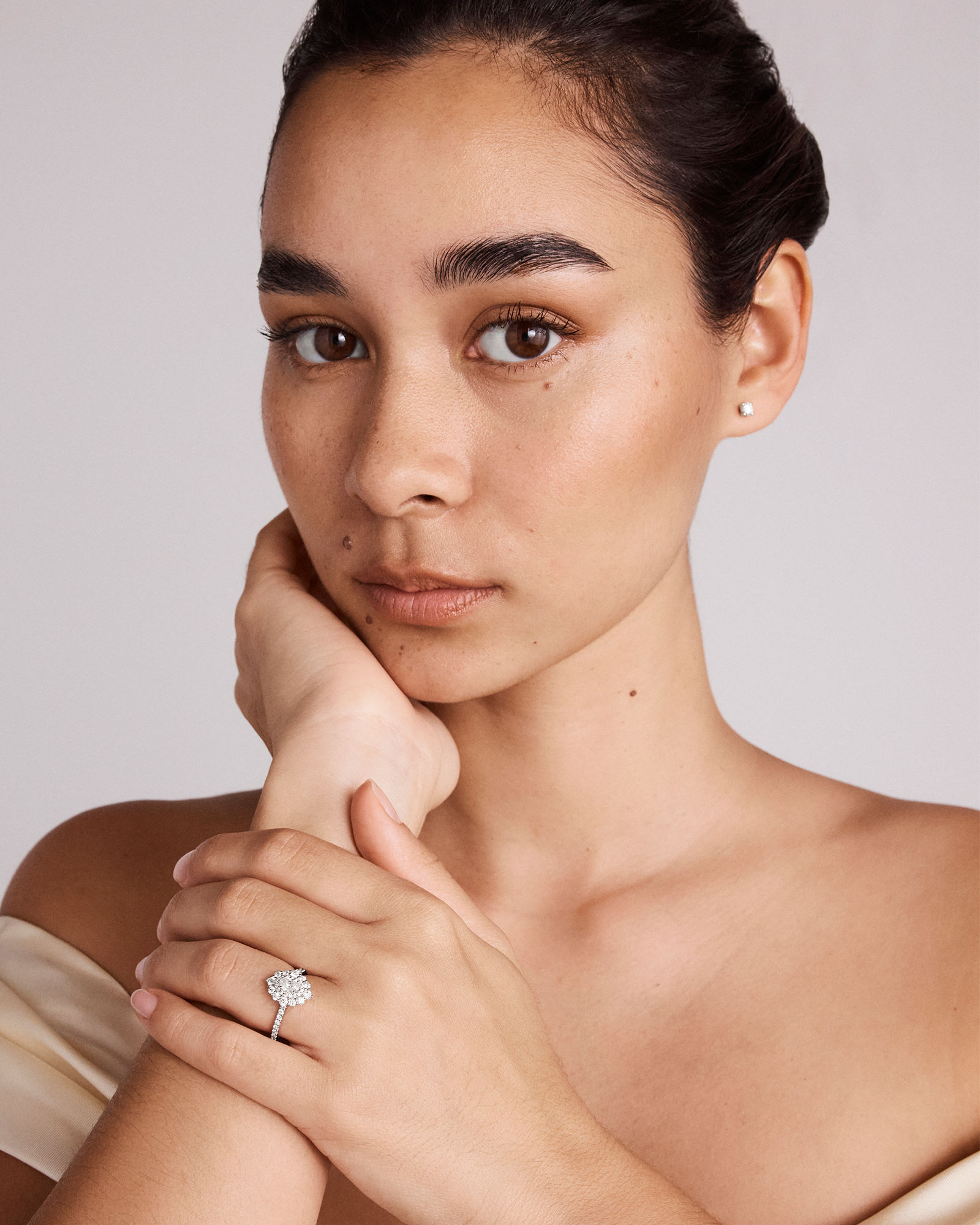 1.04 Carat TW Oval Cut Diamond Fancy Halo Engagement Ring in 14kt White Gold